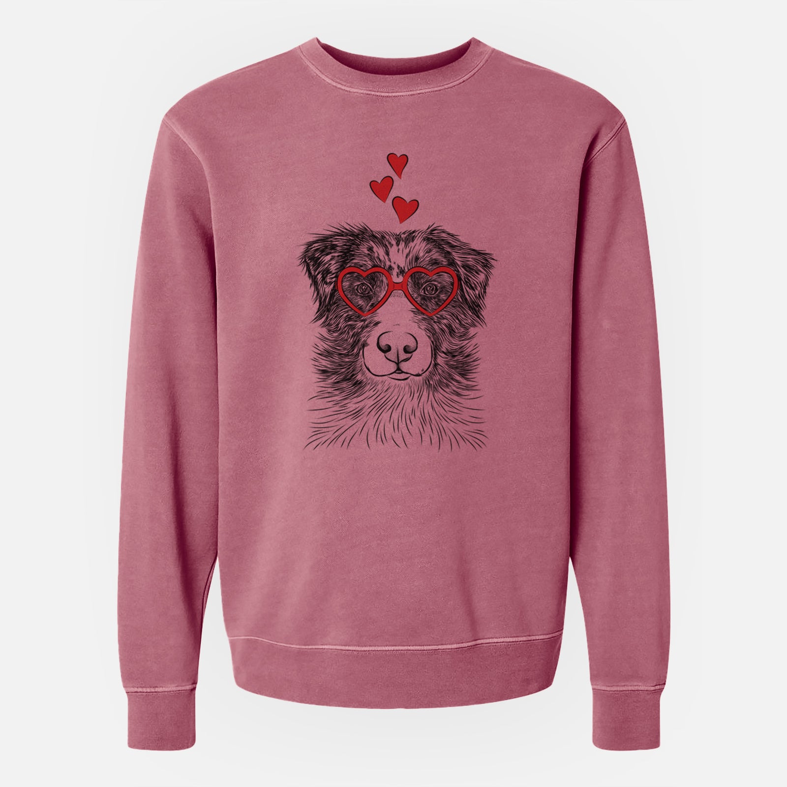 Valentine Gram the Australian Shepherd - Unisex Pigment Dyed Crew Sweatshirt