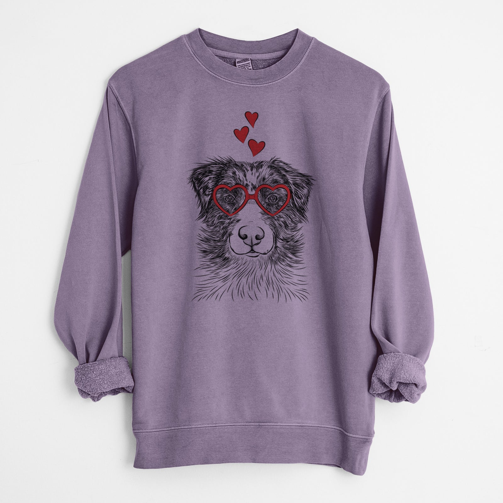 Valentine Gram the Australian Shepherd - Unisex Pigment Dyed Crew Sweatshirt