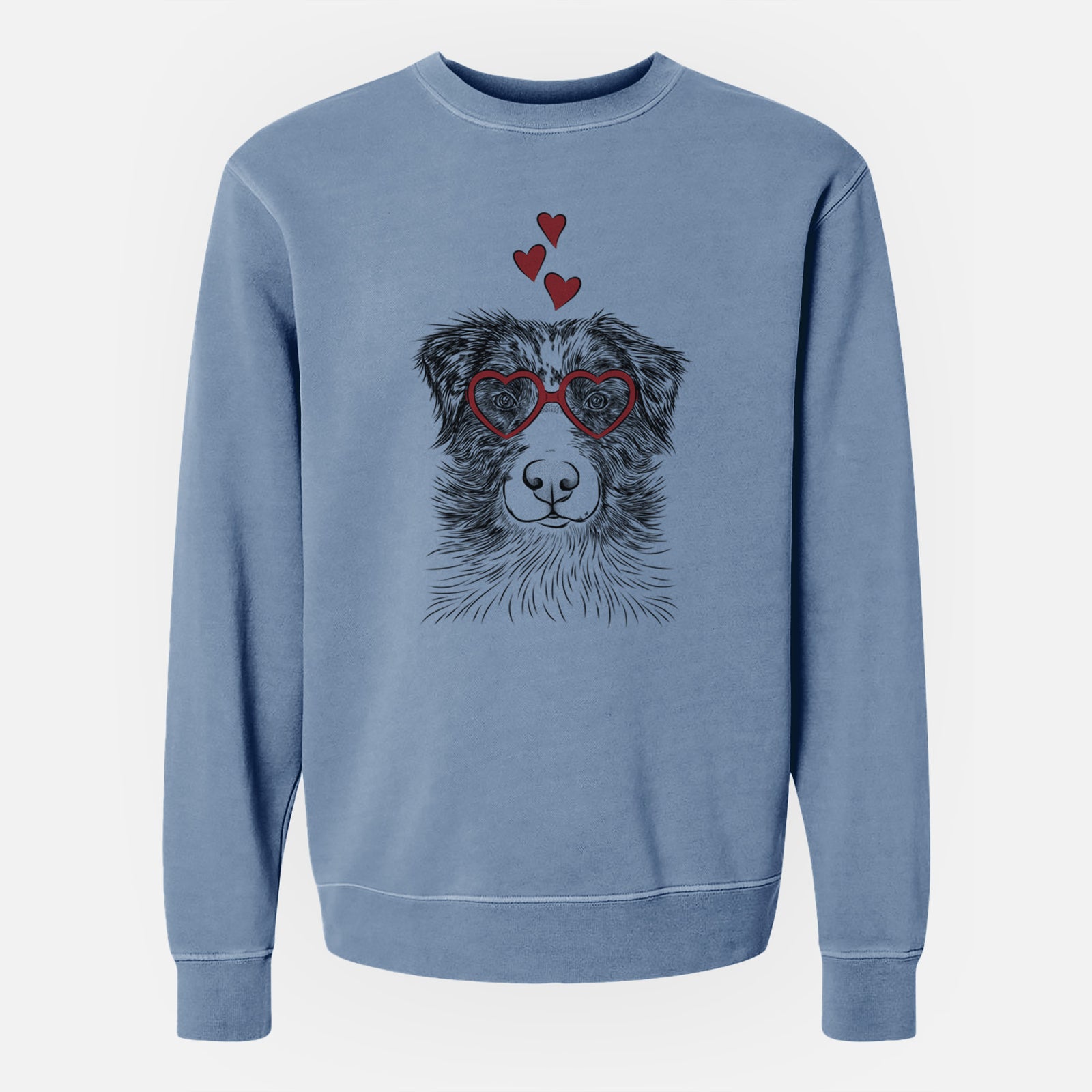 Valentine Gram the Australian Shepherd - Unisex Pigment Dyed Crew Sweatshirt