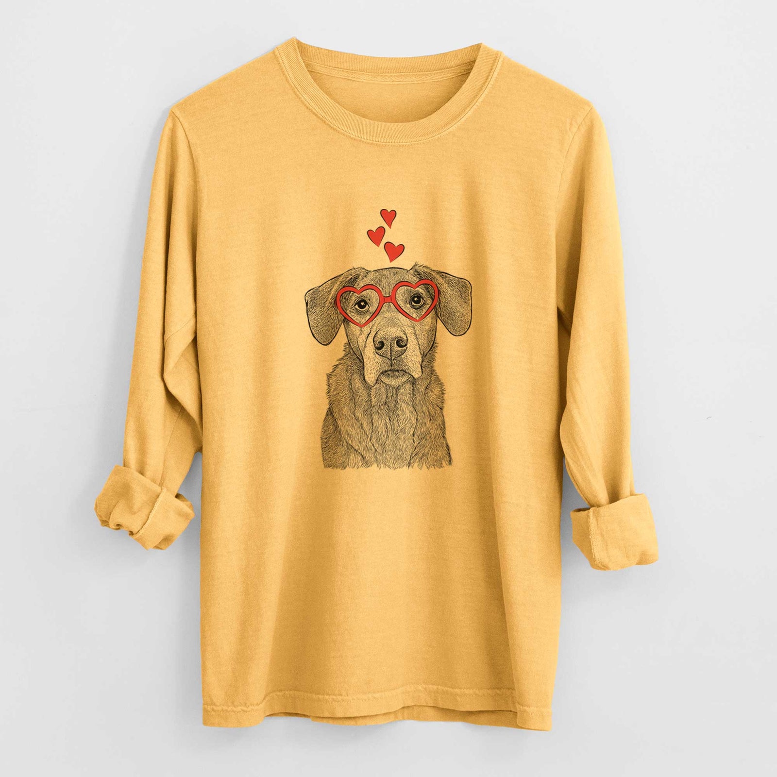 Valentine Gravy the Plott Hound Beagle Mix - Heavyweight 100% Cotton Long Sleeve