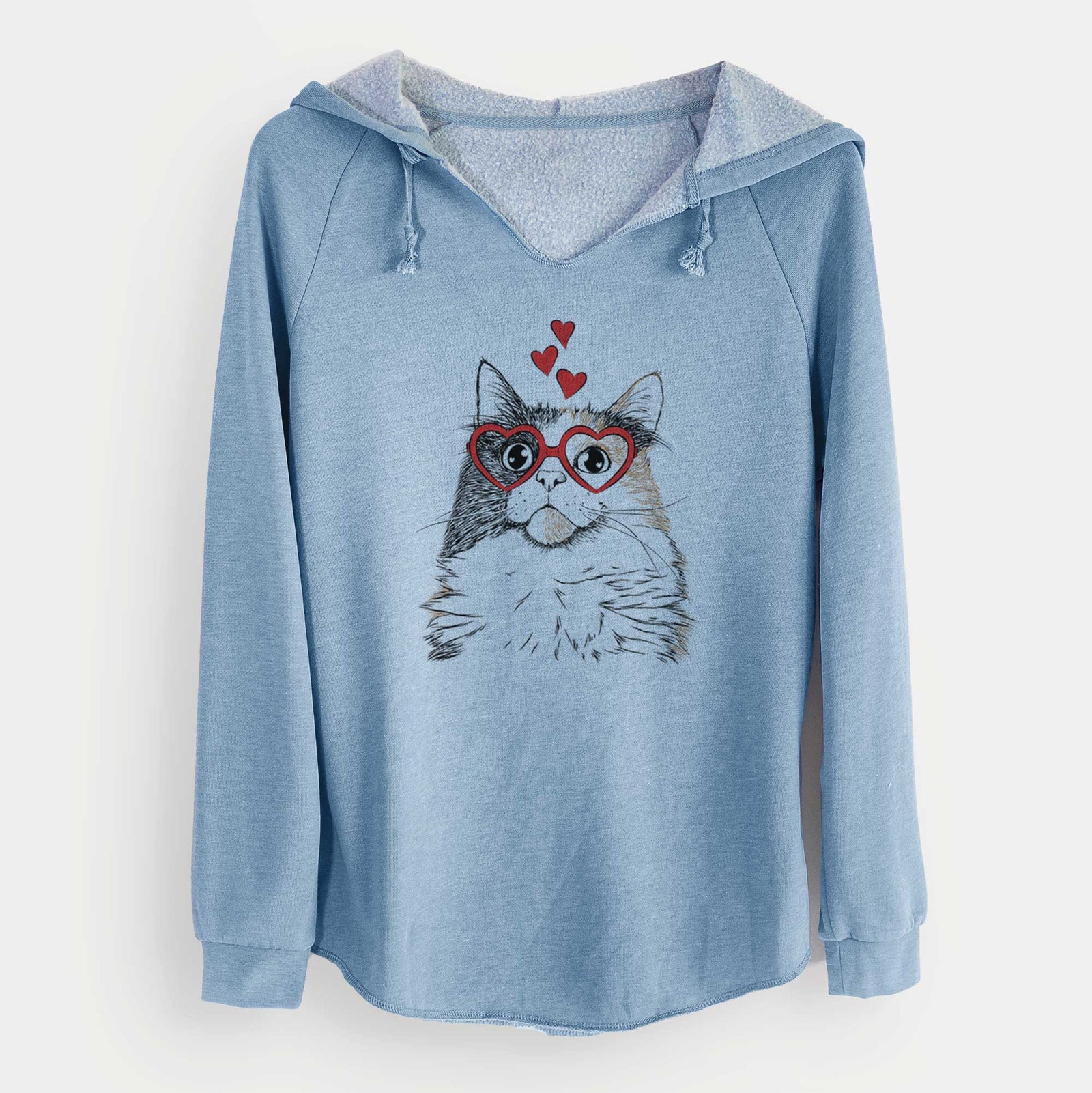 Valentine Greta the Calico Cat - Cali Wave Hooded Sweatshirt