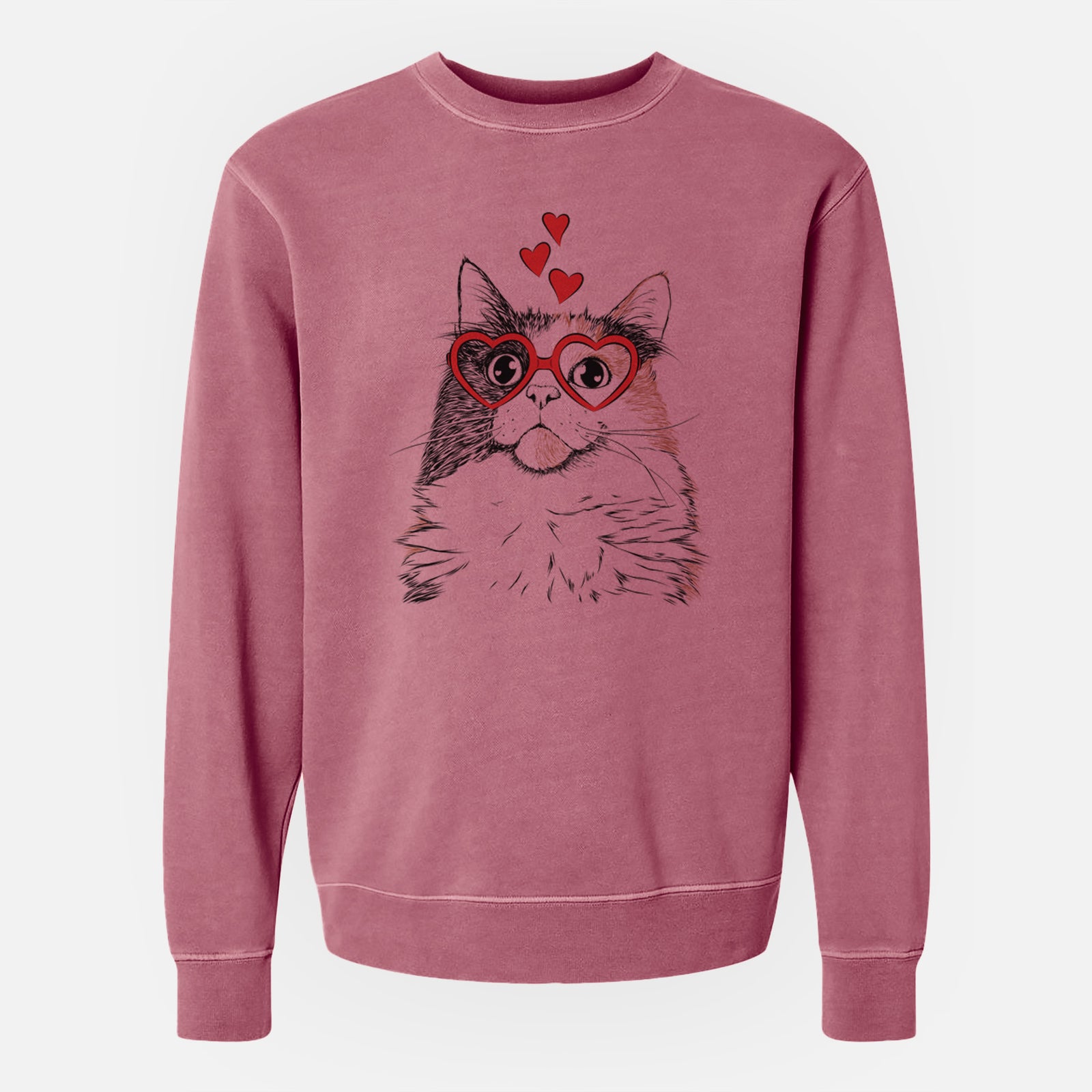 Valentine Greta the Calico Cat - Unisex Pigment Dyed Crew Sweatshirt