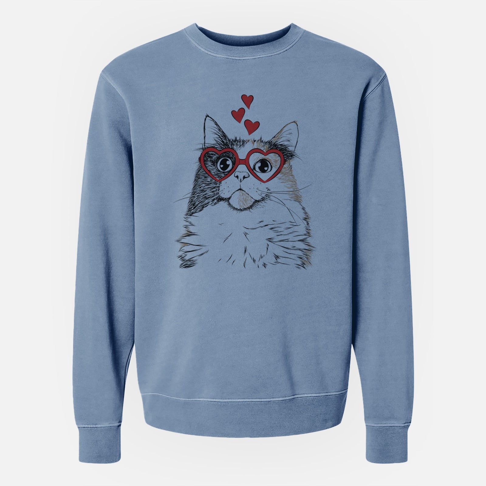 Valentine Greta the Calico Cat - Unisex Pigment Dyed Crew Sweatshirt