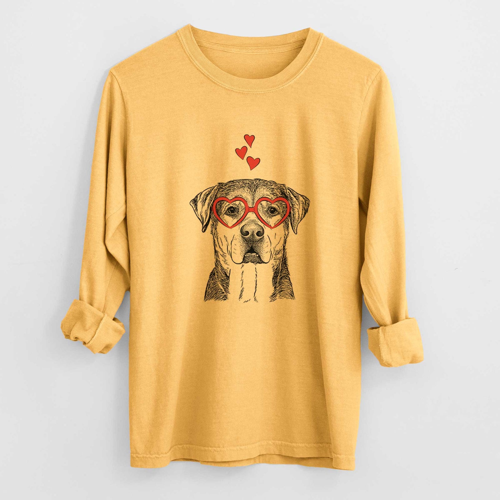 Valentine Gus the Rottweiler Mix - Heavyweight 100% Cotton Long Sleeve