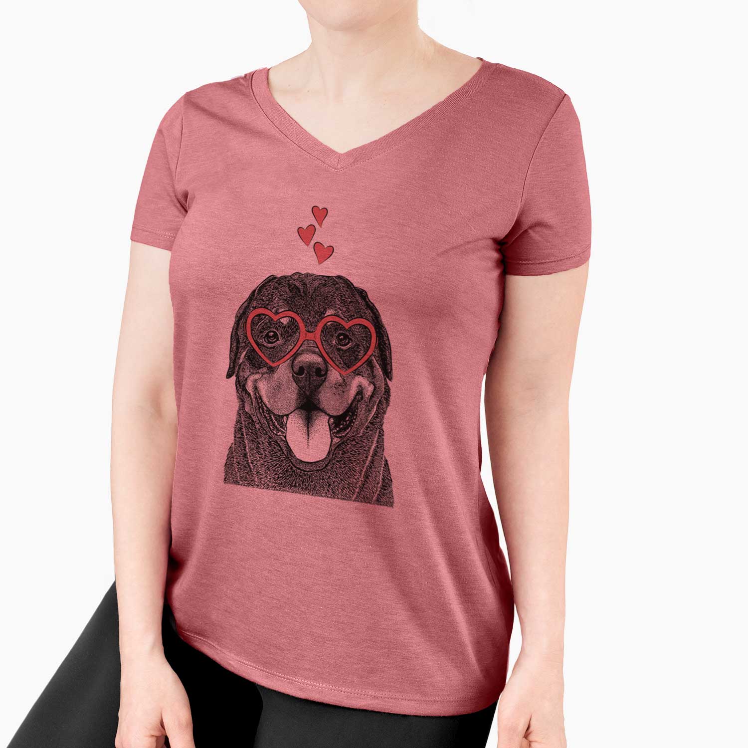 Valentine Hagan the Rottweiler - Women's V-neck Shirt