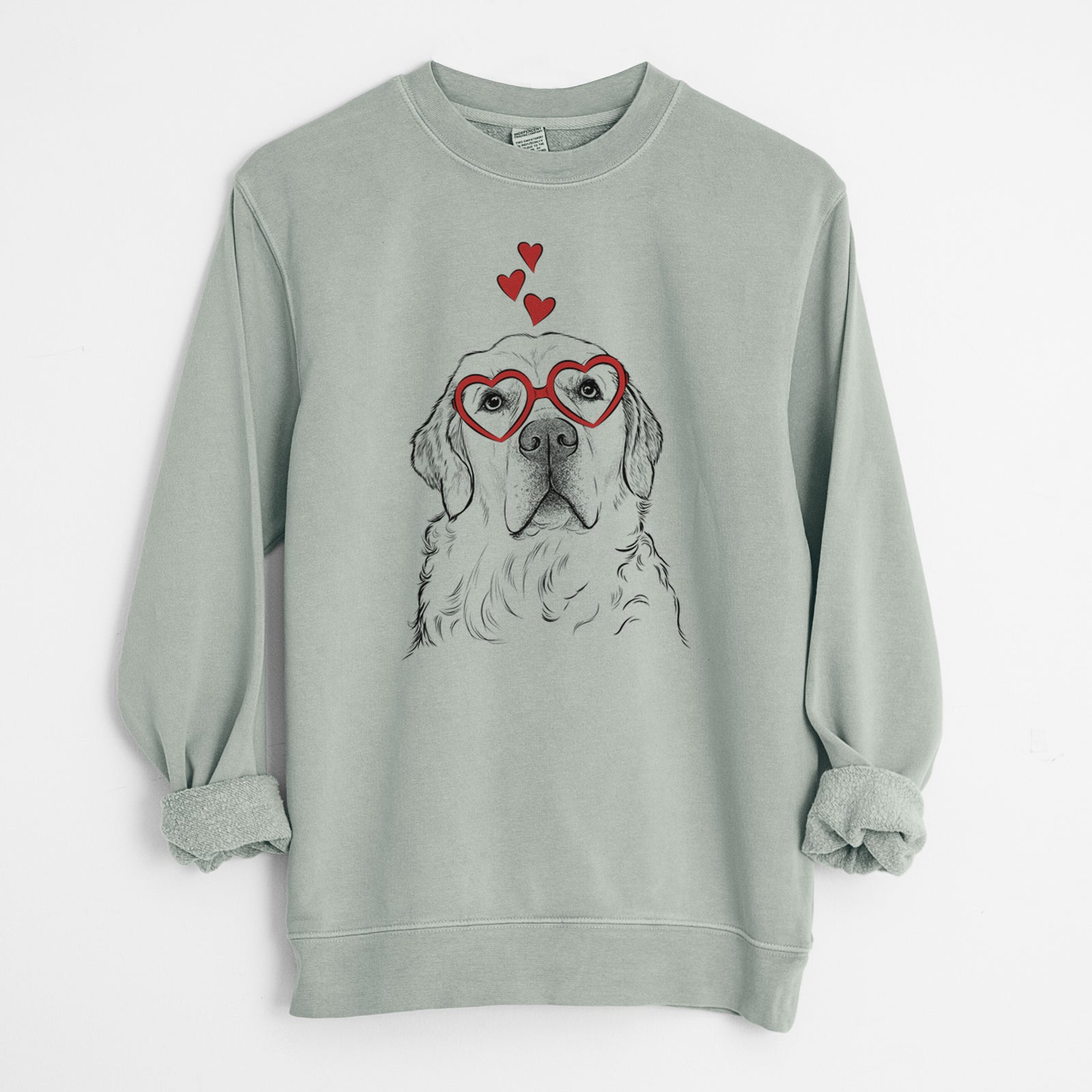 Valentine Hank the Irish Cream Golden Retriever - Unisex Pigment Dyed Crew Sweatshirt