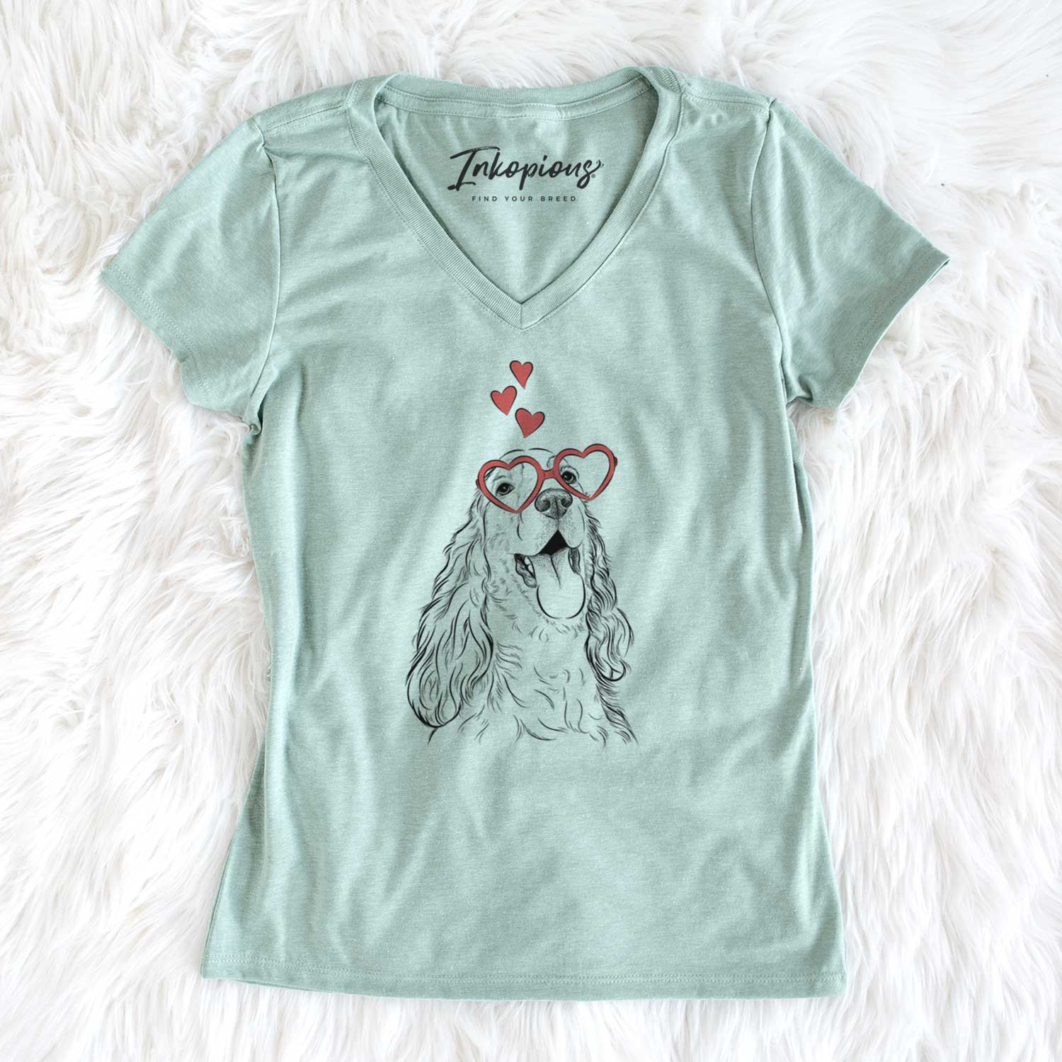 Valentine Happy Henry the English Cocker Spaniel - Women's V-neck Shirt