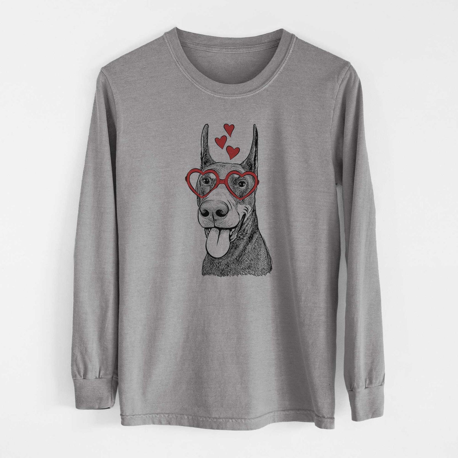 Valentine Happy Sunny the Doberman Pinscher - Heavyweight 100% Cotton Long Sleeve