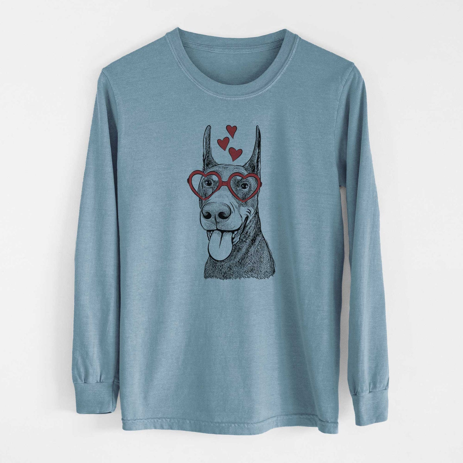 Valentine Happy Sunny the Doberman Pinscher - Heavyweight 100% Cotton Long Sleeve