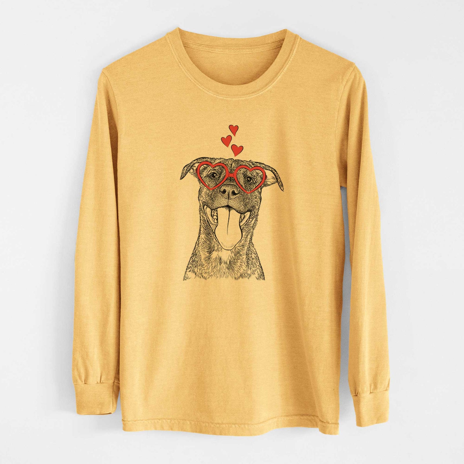 Valentine Harley the Pitbull Mix - Heavyweight 100% Cotton Long Sleeve