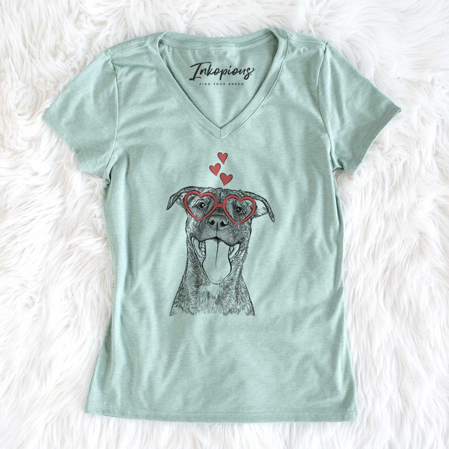 Valentine Harley the Pitbull Mix - Women's V-neck Shirt