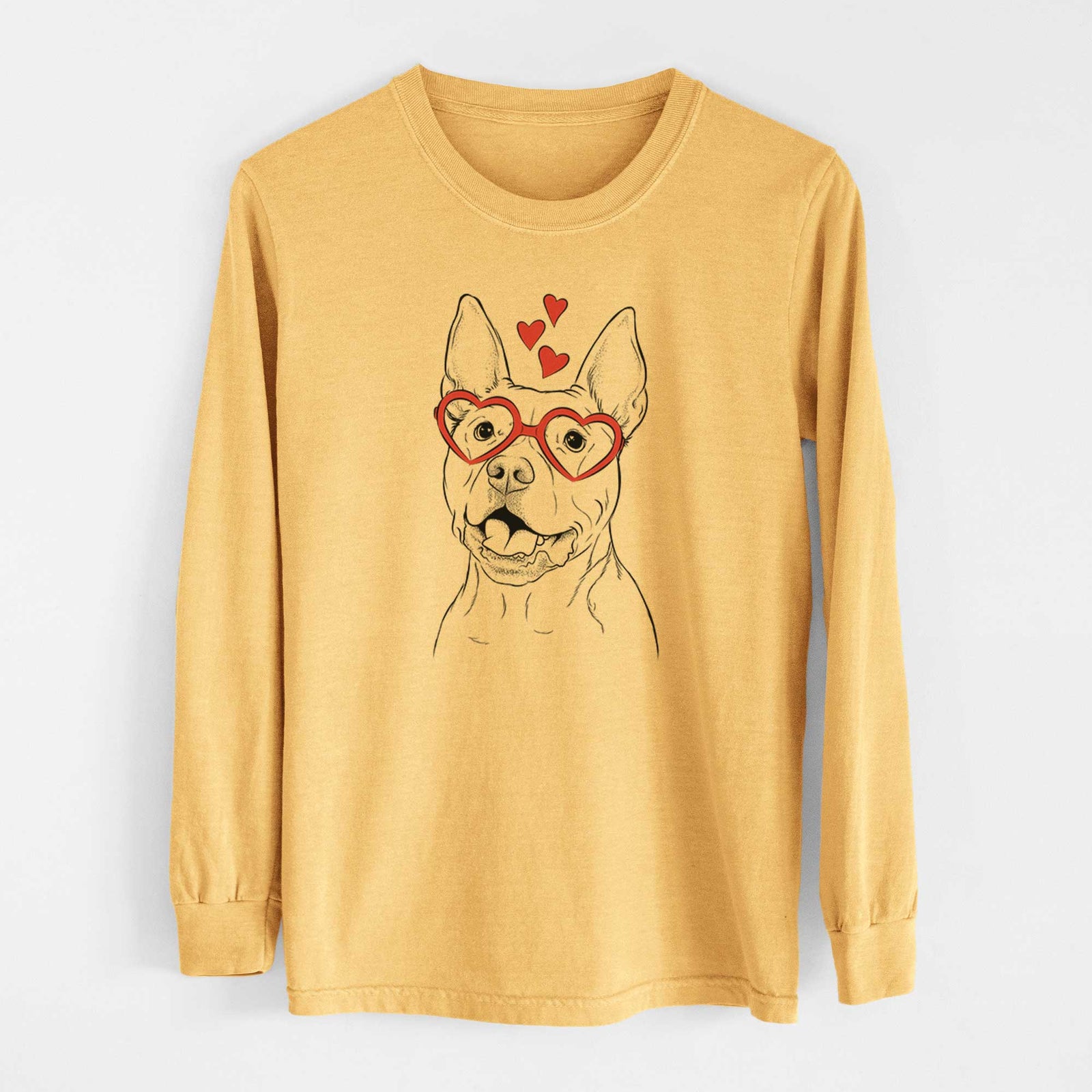 Valentine Harley the Pitbull - Heavyweight 100% Cotton Long Sleeve