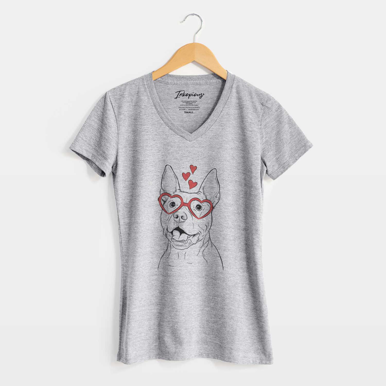 Valentine Harley the Pitbull - Women's V-neck Shirt