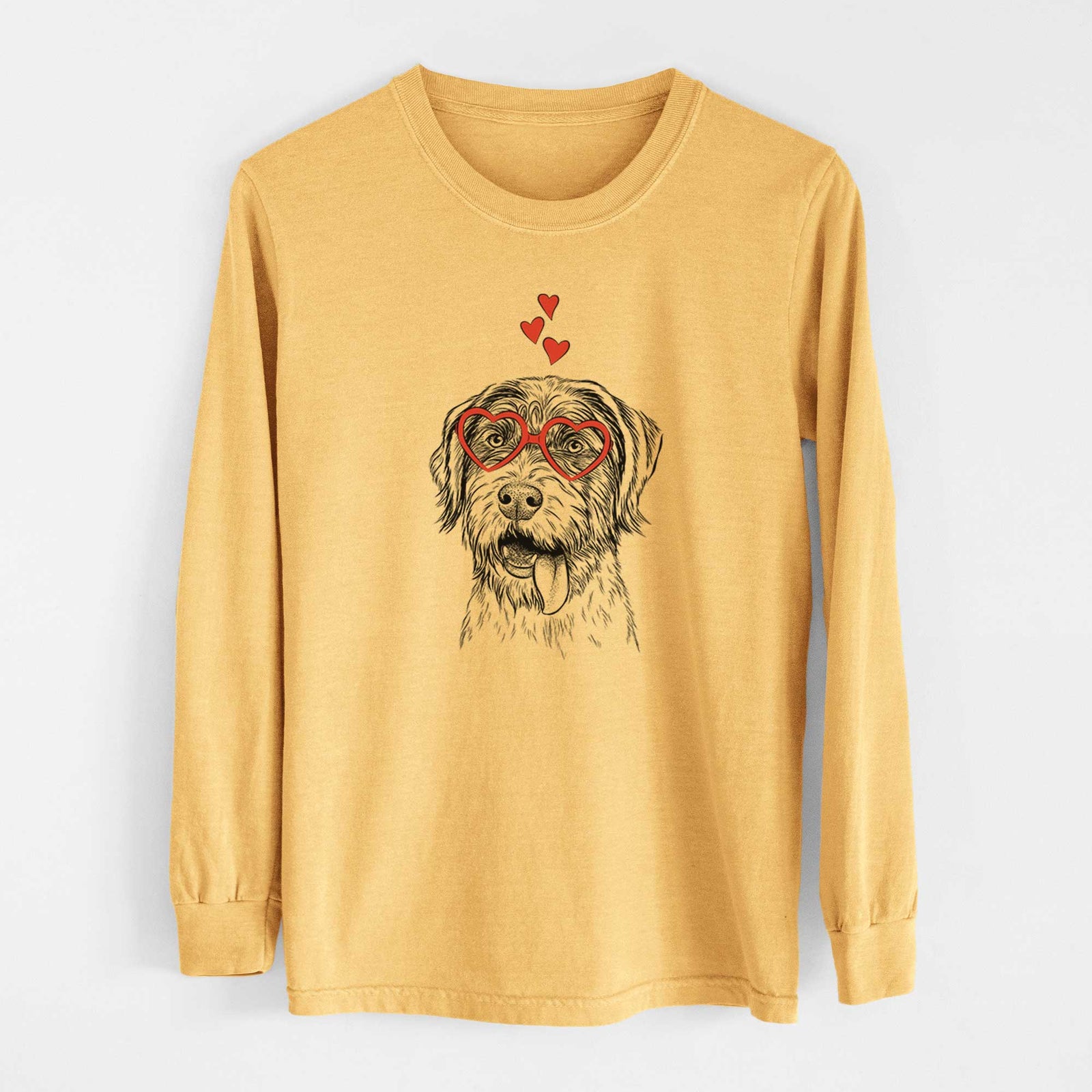Valentine Hazel the German Wirehaired Pointer Mix - Heavyweight 100% Cotton Long Sleeve