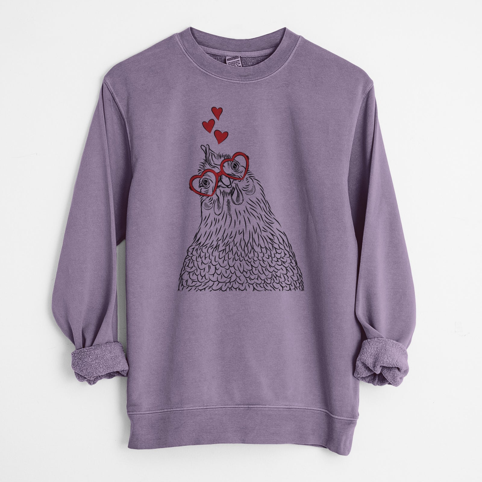 Valentine Henrietta the Chicken - Unisex Pigment Dyed Crew Sweatshirt