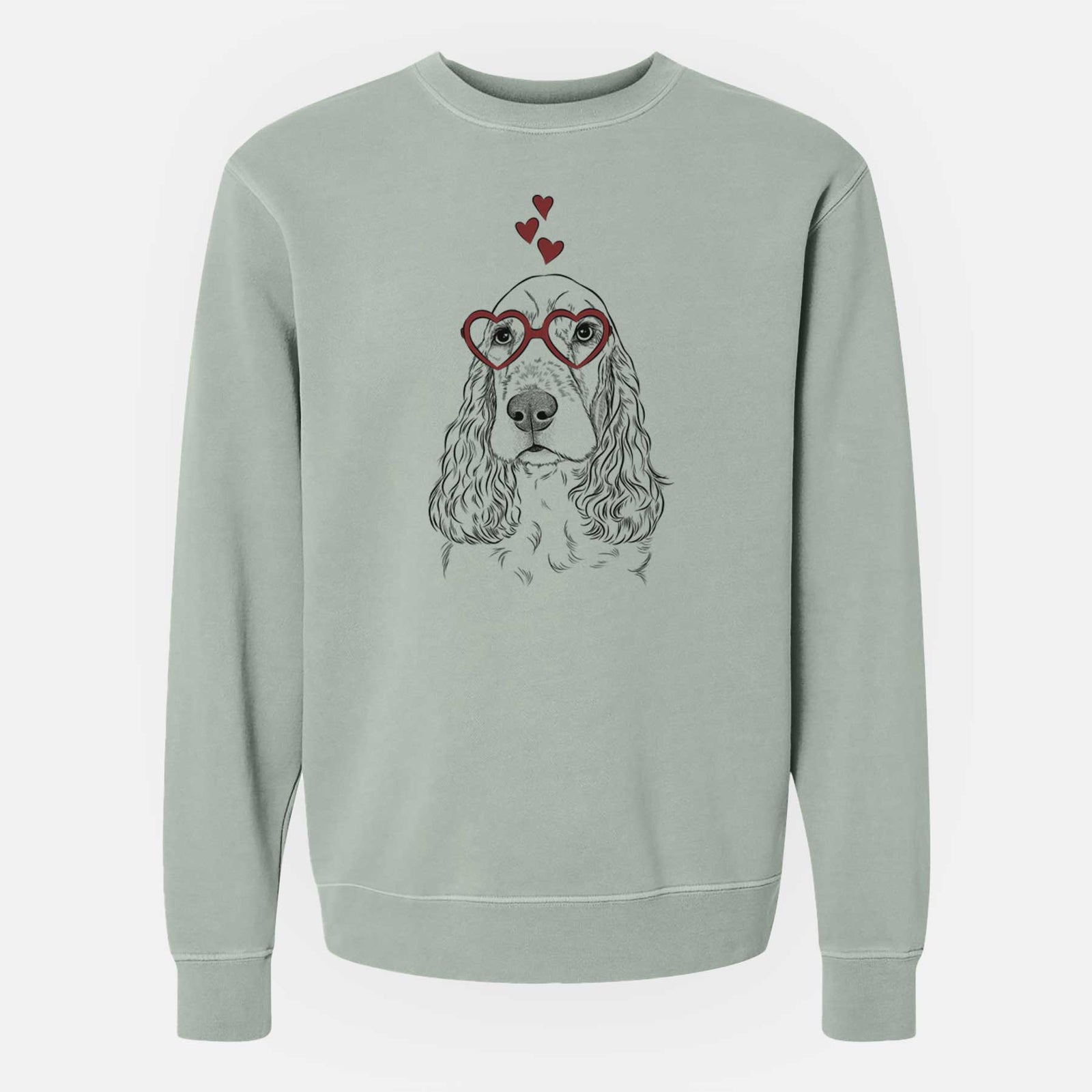 Valentine Henry the English Cocker Spaniel - Unisex Pigment Dyed Crew Sweatshirt
