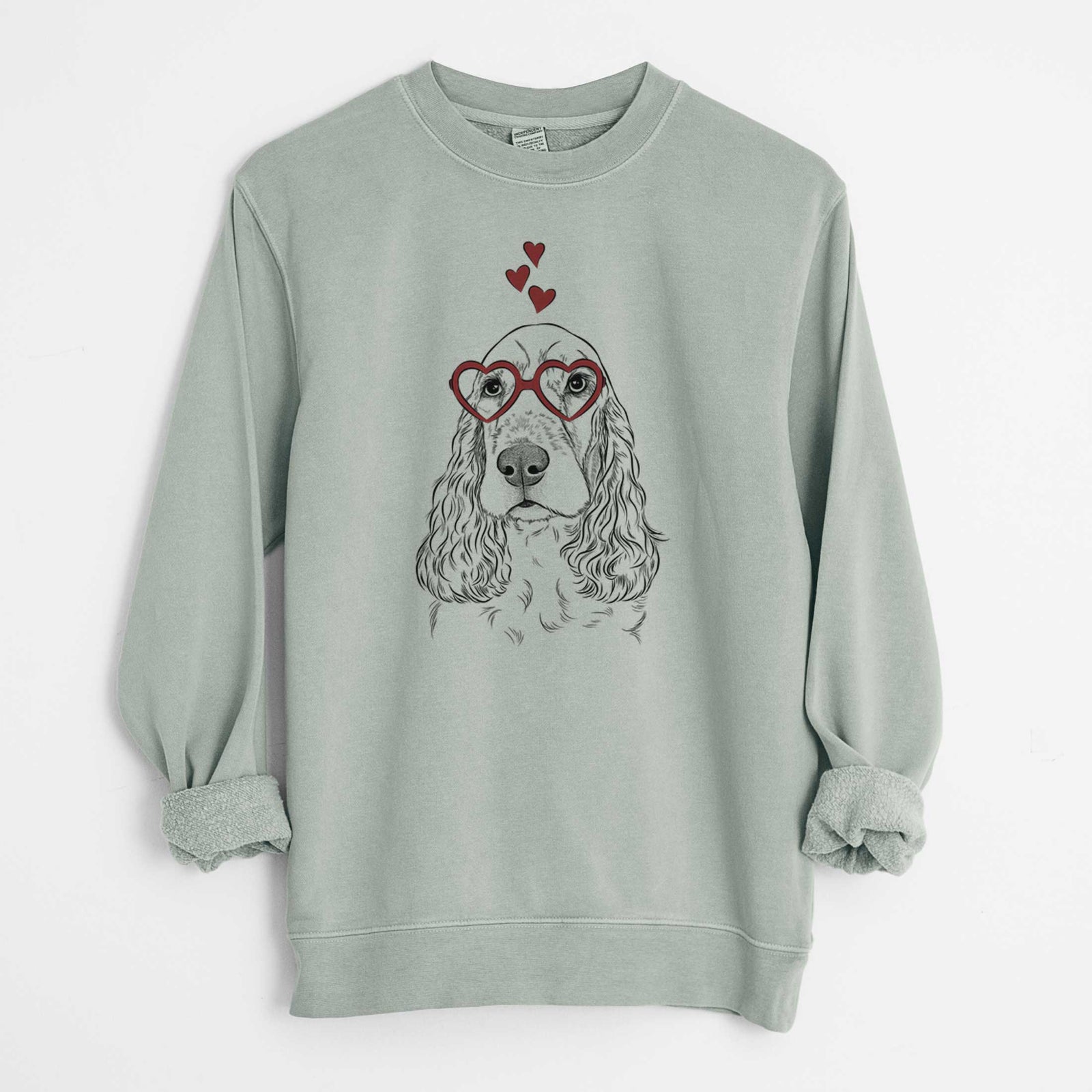 Valentine Henry the English Cocker Spaniel - Unisex Pigment Dyed Crew Sweatshirt