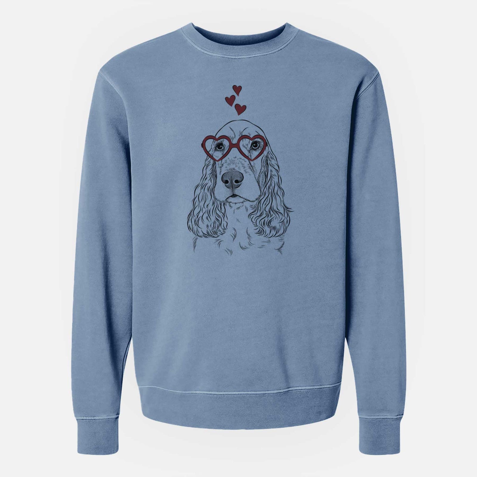 Valentine Henry the English Cocker Spaniel - Unisex Pigment Dyed Crew Sweatshirt