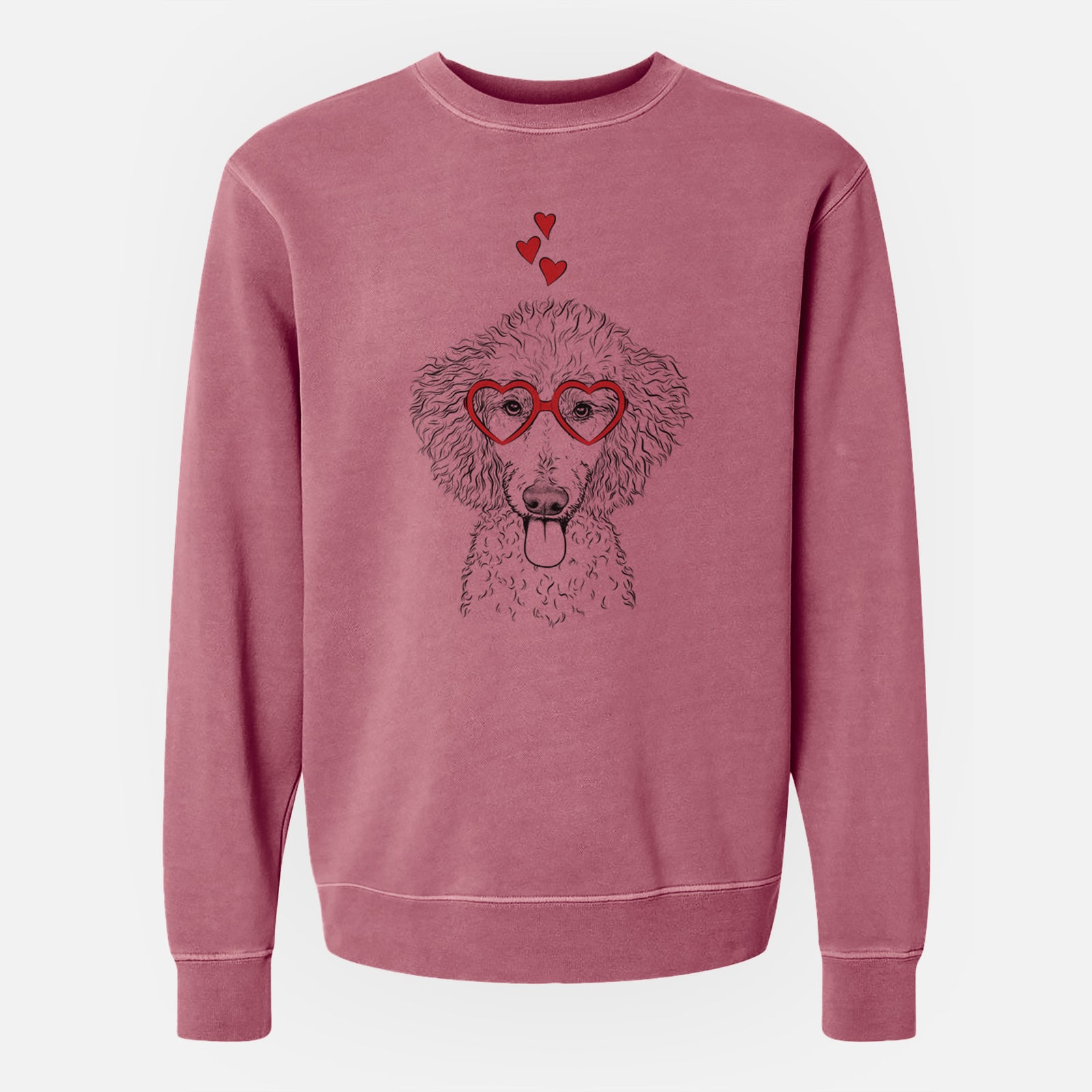 Valentine Henry the White Standard Poodle - Unisex Pigment Dyed Crew Sweatshirt
