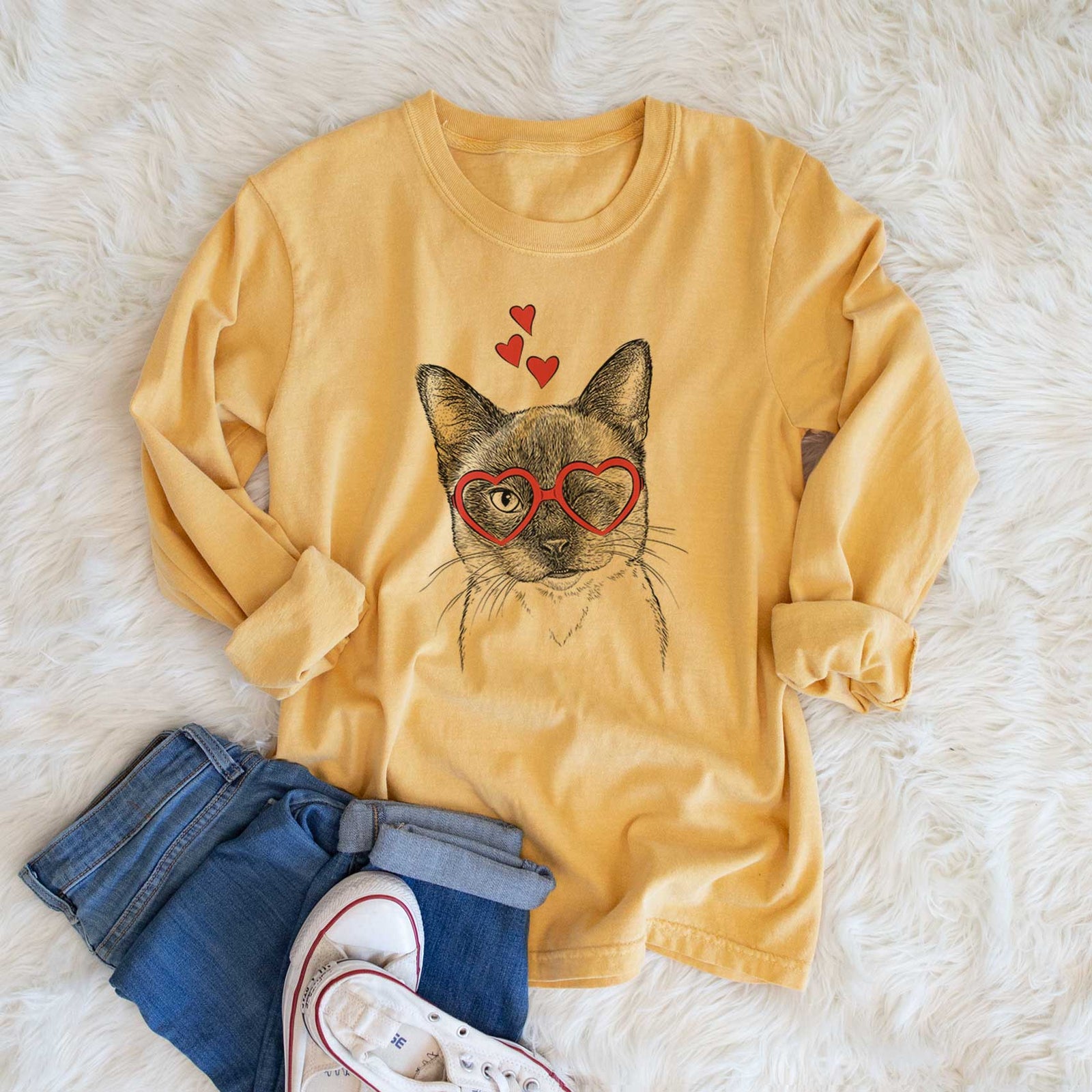 Valentine Hoggle the Siamese Cat - Heavyweight 100% Cotton Long Sleeve