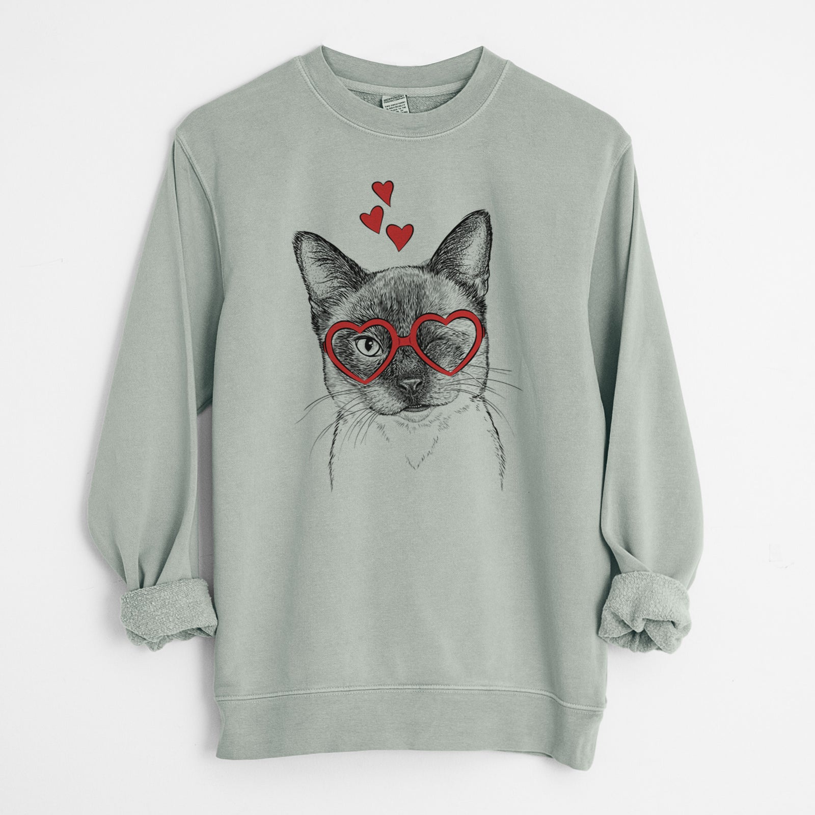 Valentine Hoggle the Siamese Cat - Unisex Pigment Dyed Crew Sweatshirt