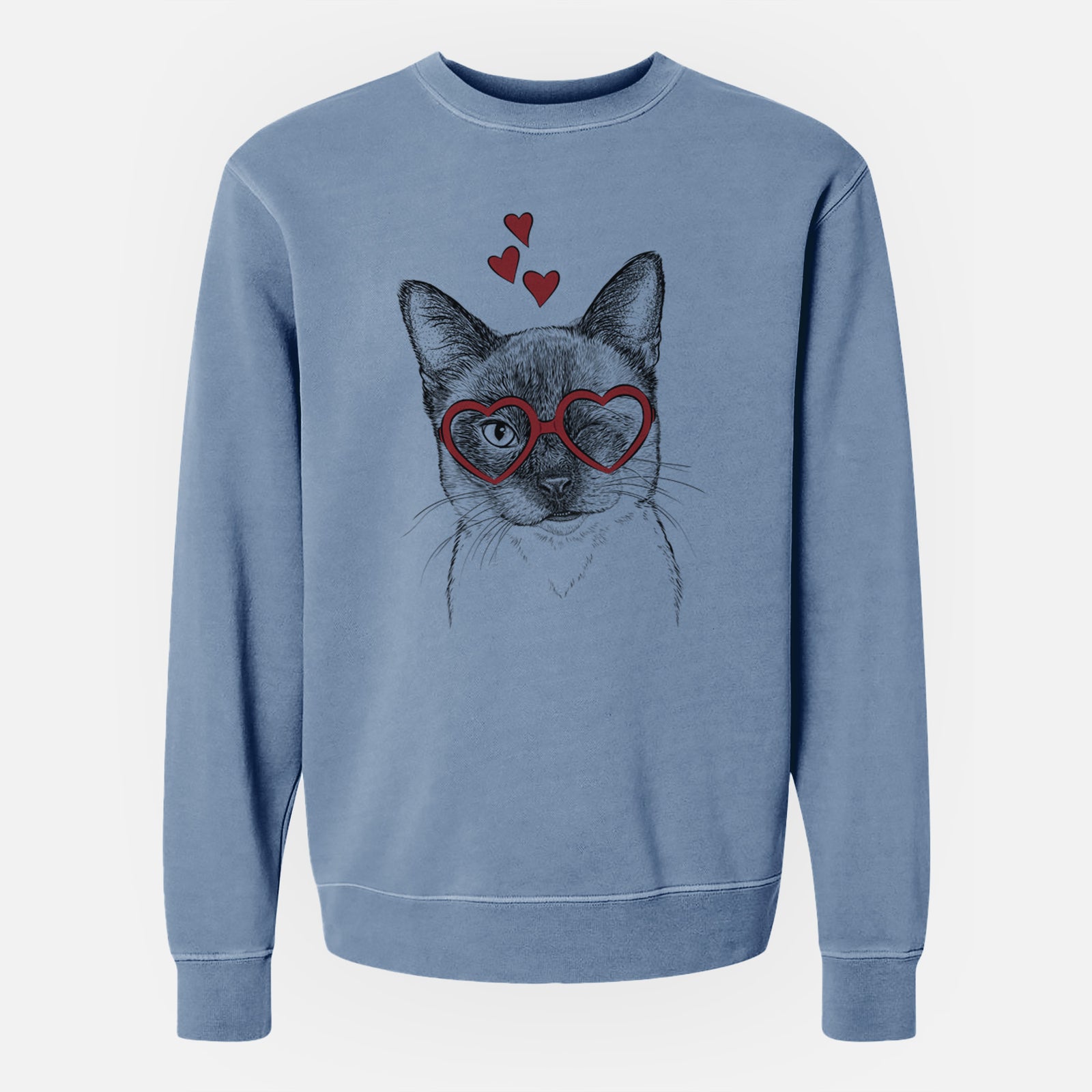 Valentine Hoggle the Siamese Cat - Unisex Pigment Dyed Crew Sweatshirt