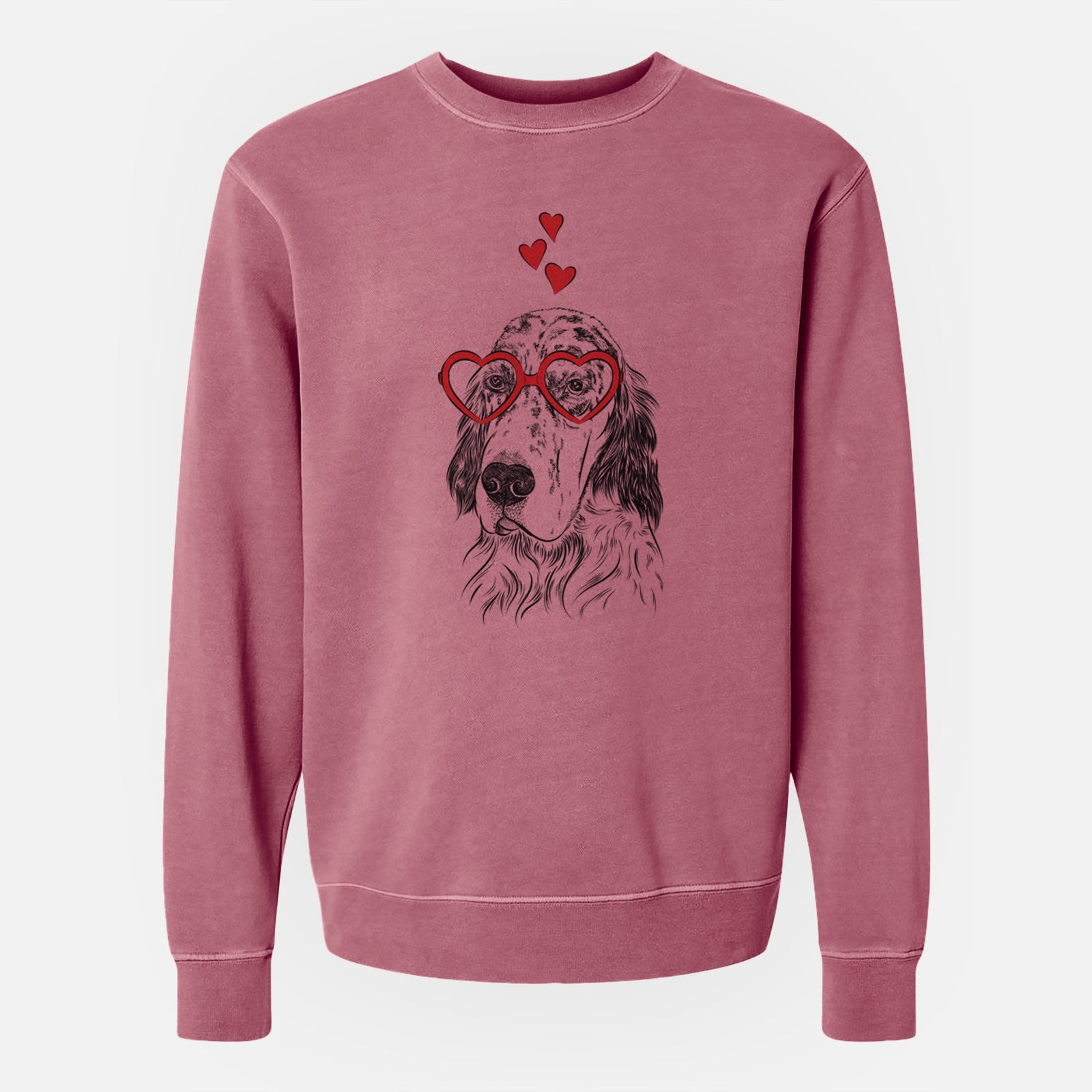 Valentine Hutch the English Setter - Unisex Pigment Dyed Crew Sweatshirt