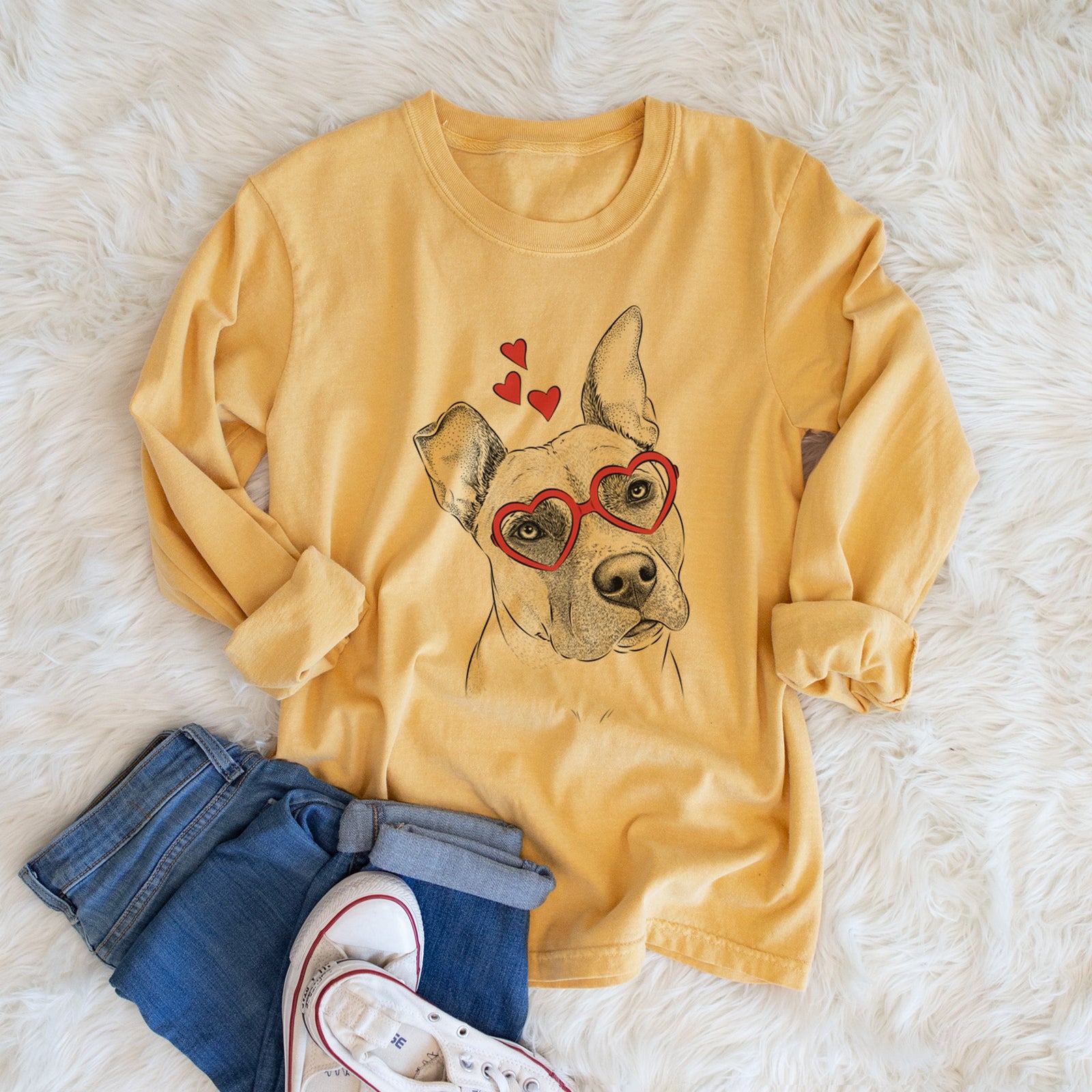 Valentine Ivy the Pitbull Mix - Heavyweight 100% Cotton Long Sleeve
