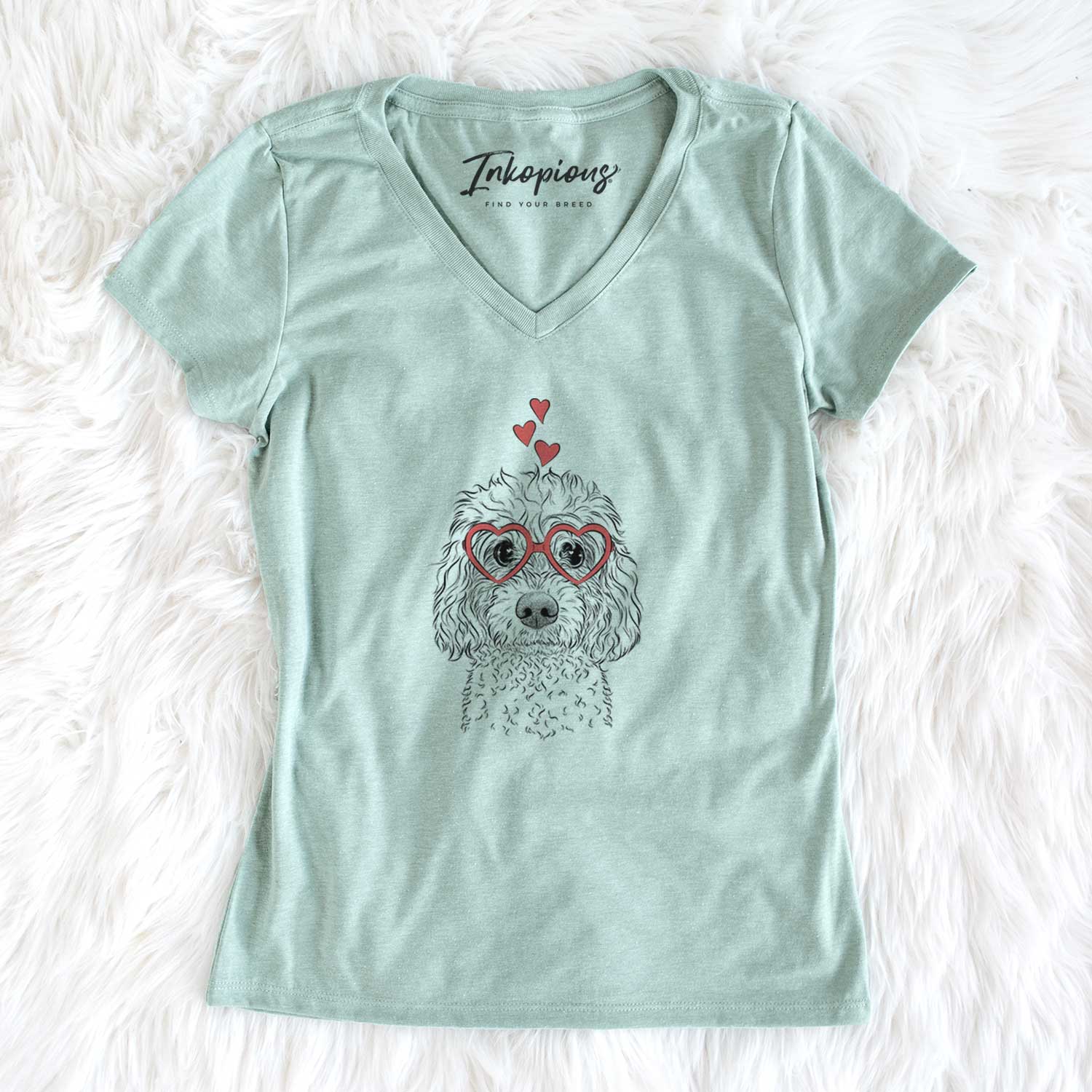 Valentine Izzie the Cavachon - Women's V-neck Shirt