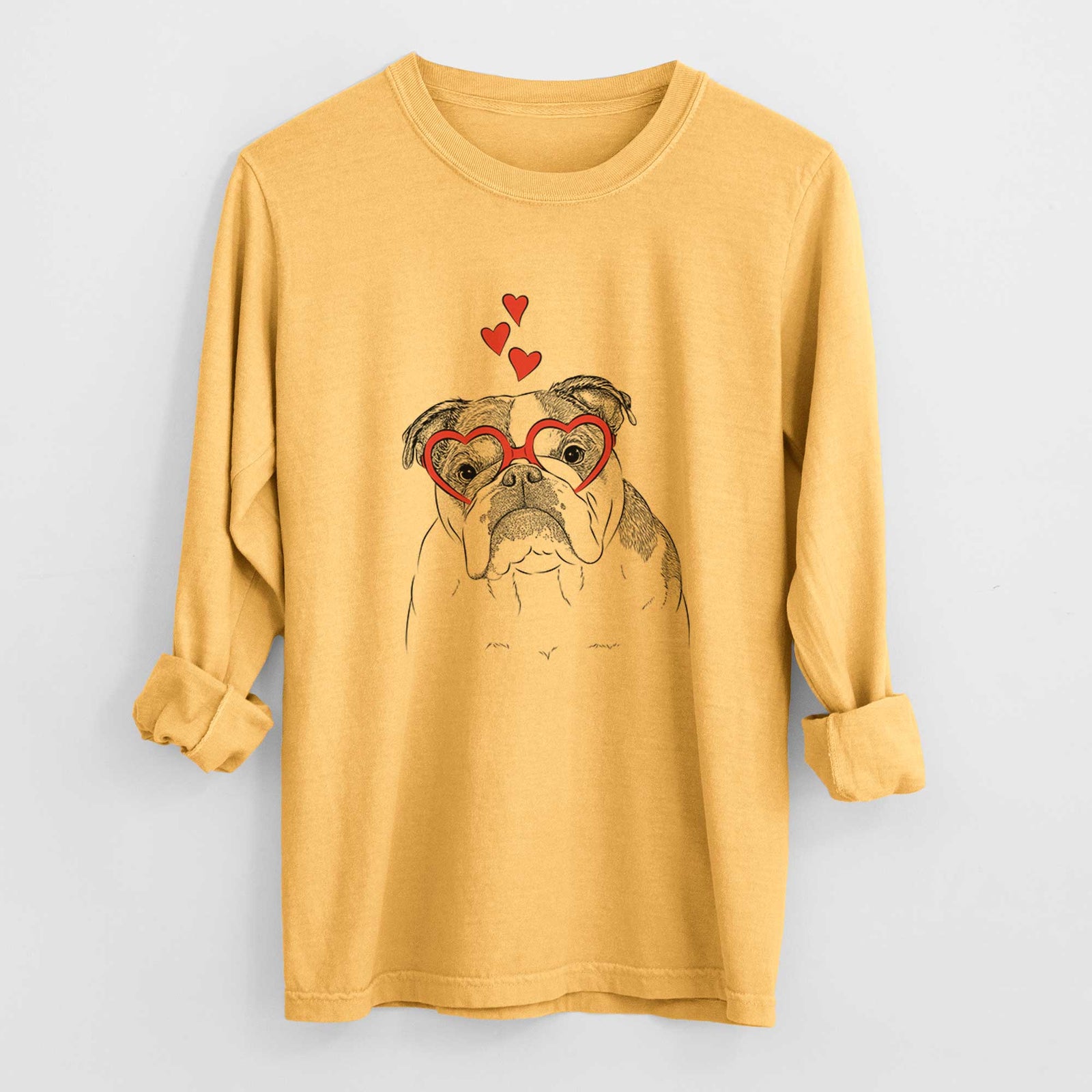 Valentine Jack the English Bulldog - Heavyweight 100% Cotton Long Sleeve