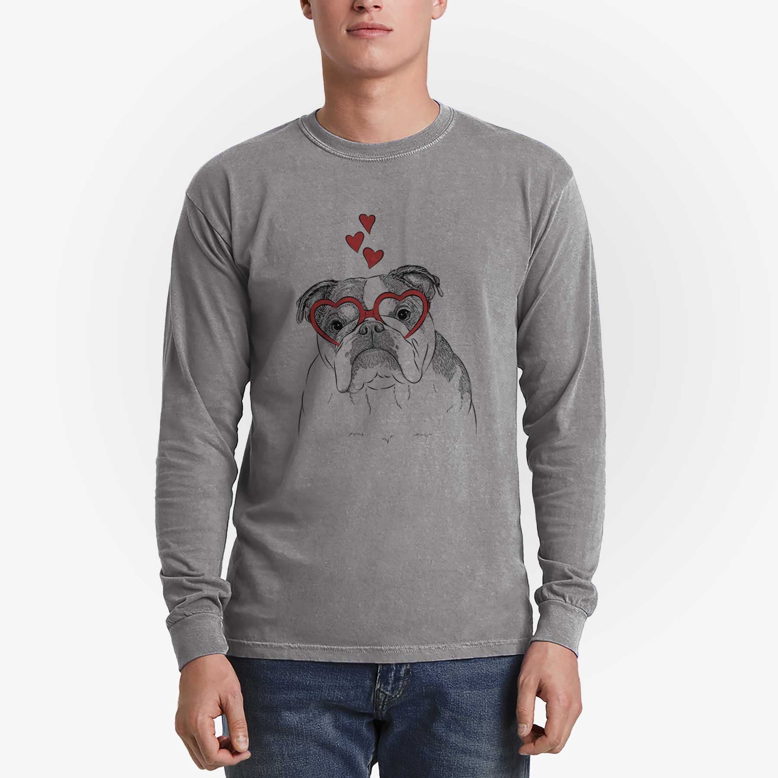 Valentine Jack the English Bulldog - Heavyweight 100% Cotton Long Sleeve