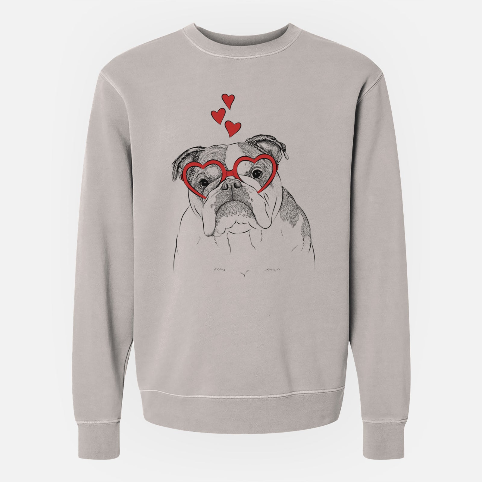 Valentine Jack the English Bulldog - Unisex Pigment Dyed Crew Sweatshirt