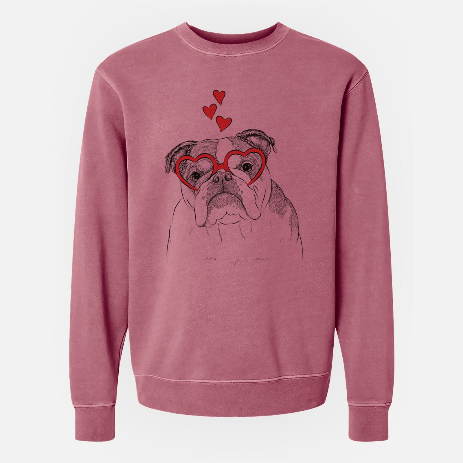 Valentine Jack the English Bulldog - Unisex Pigment Dyed Crew Sweatshirt