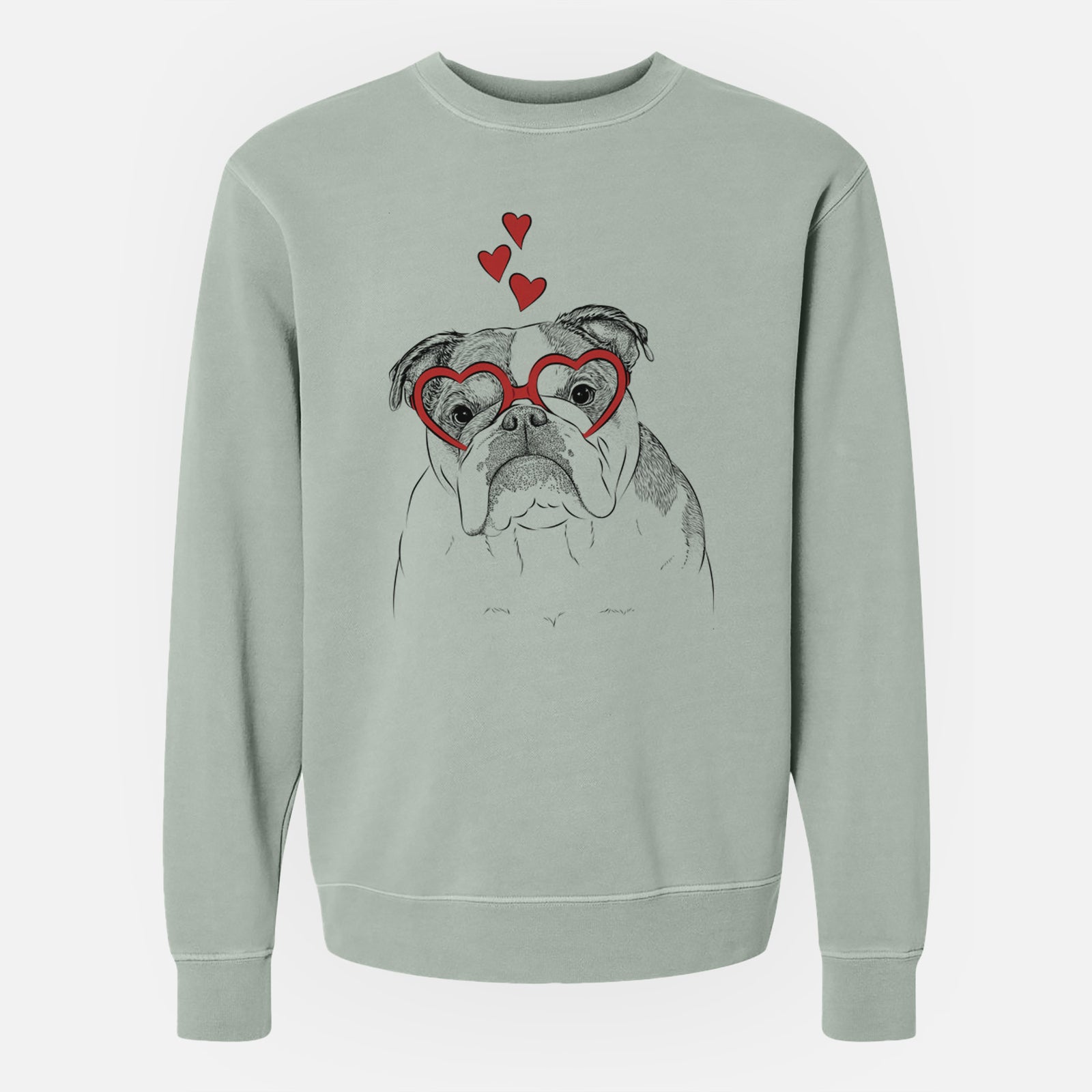 Valentine Jack the English Bulldog - Unisex Pigment Dyed Crew Sweatshirt