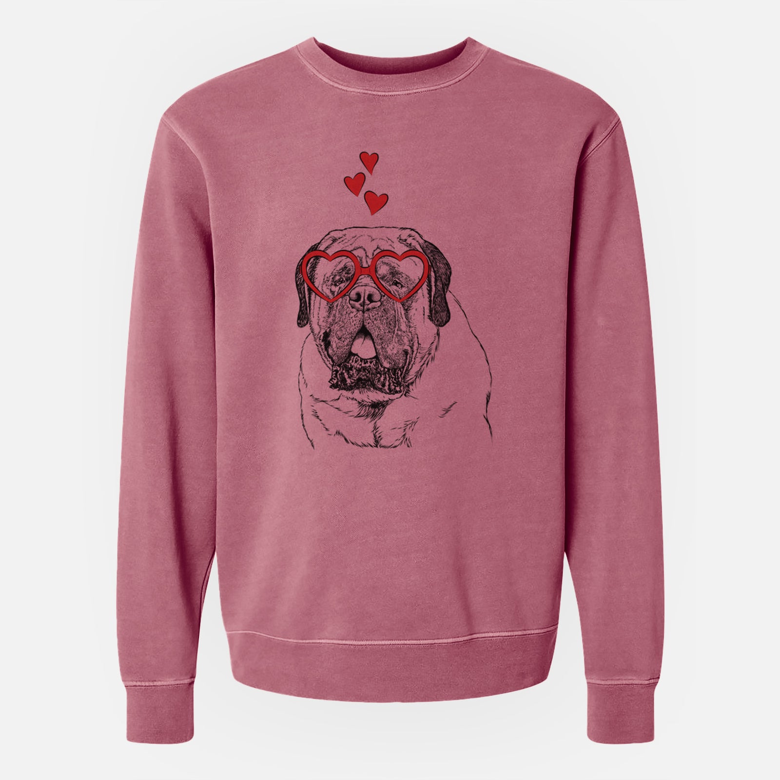 Valentine Jed the English Mastiff - Unisex Pigment Dyed Crew Sweatshirt