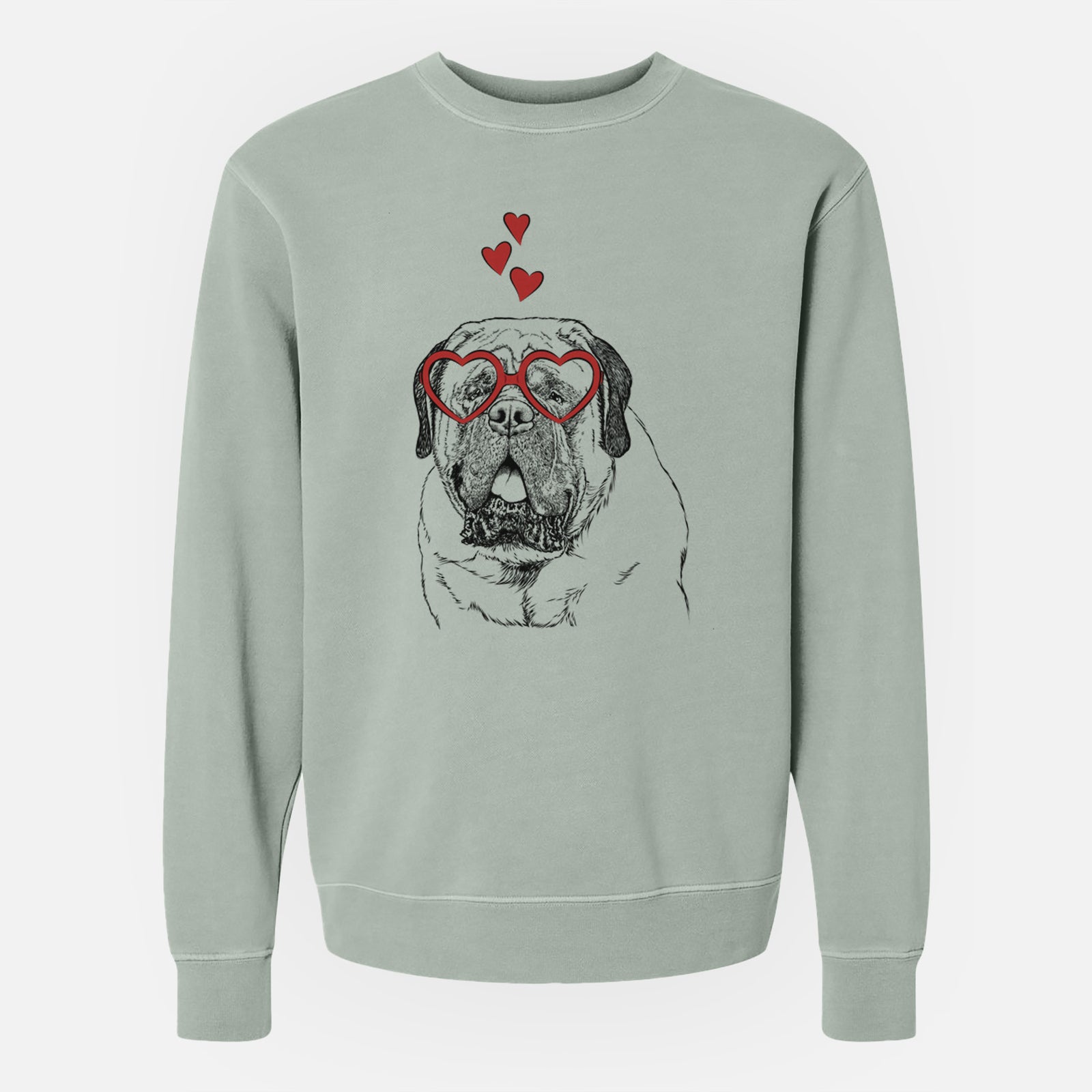 Valentine Jed the English Mastiff - Unisex Pigment Dyed Crew Sweatshirt