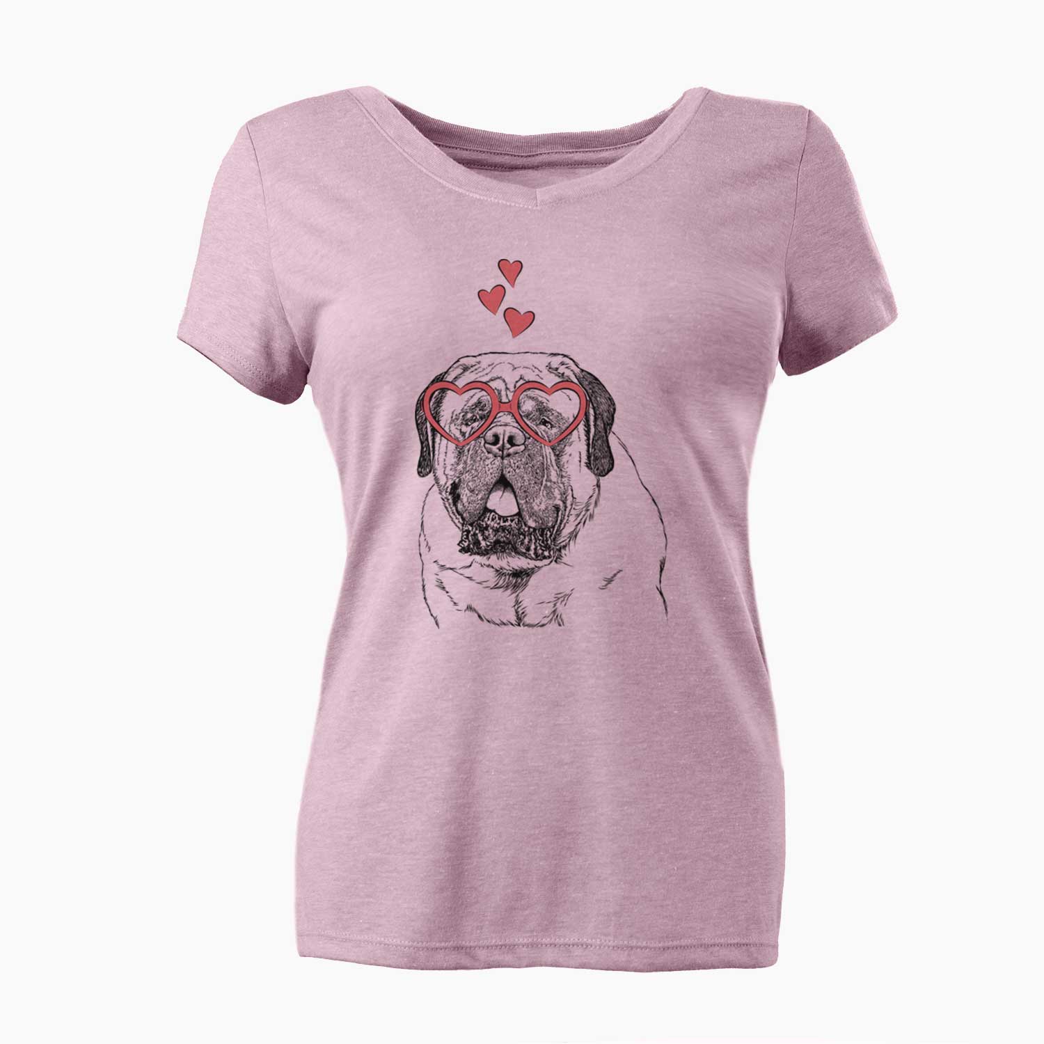 Valentine Jed the English Mastiff - Women's V-neck Shirt