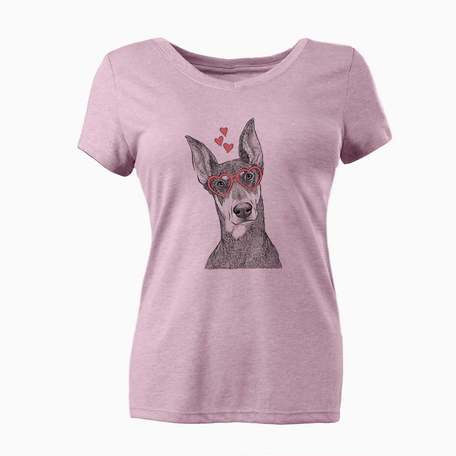 Valentine Jenna the Doberman Pinscher - Women's V-neck Shirt