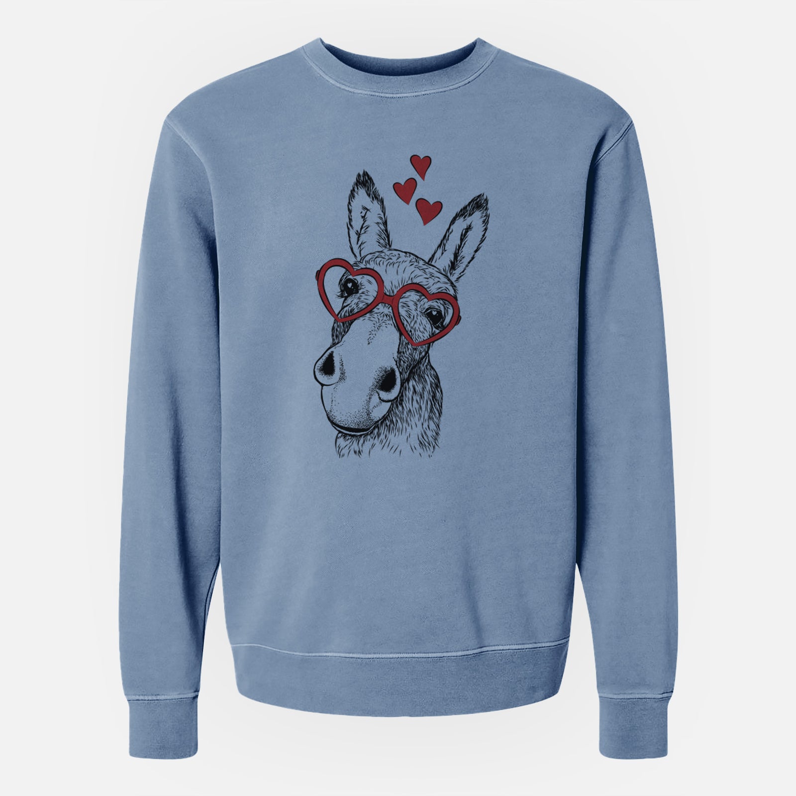Valentine Jenny the Donkey - Unisex Pigment Dyed Crew Sweatshirt