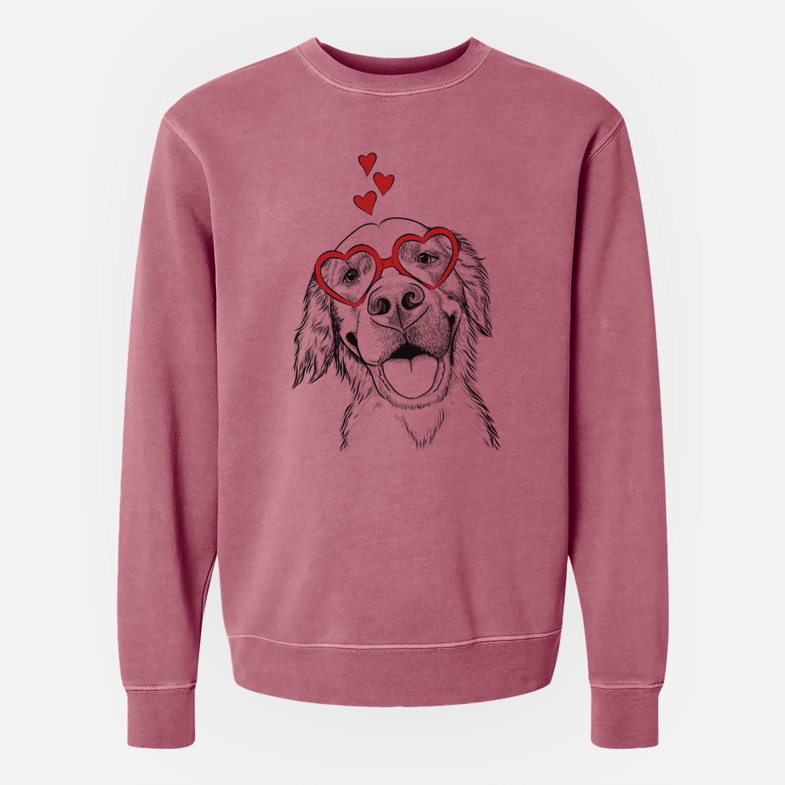 Valentine Jordy the Golden Retriever - Unisex Pigment Dyed Crew Sweatshirt