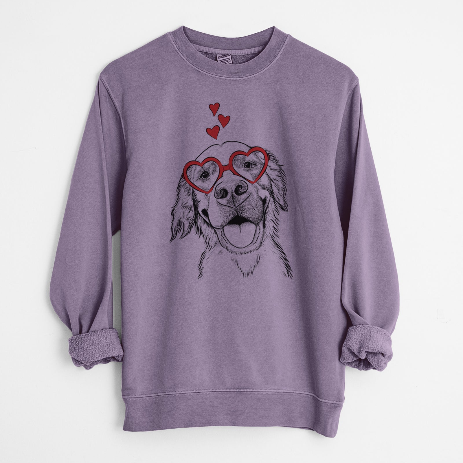 Valentine Jordy the Golden Retriever - Unisex Pigment Dyed Crew Sweatshirt