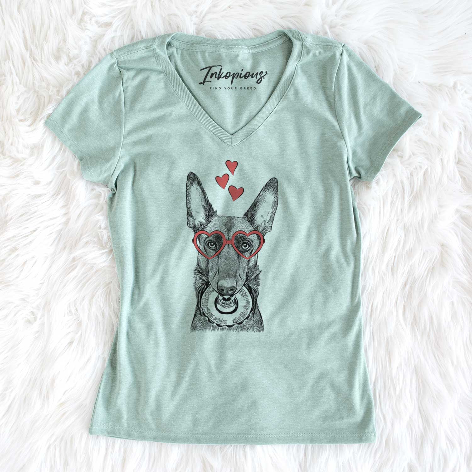Valentine Juno the Belgian Malinois - Women's V-neck Shirt