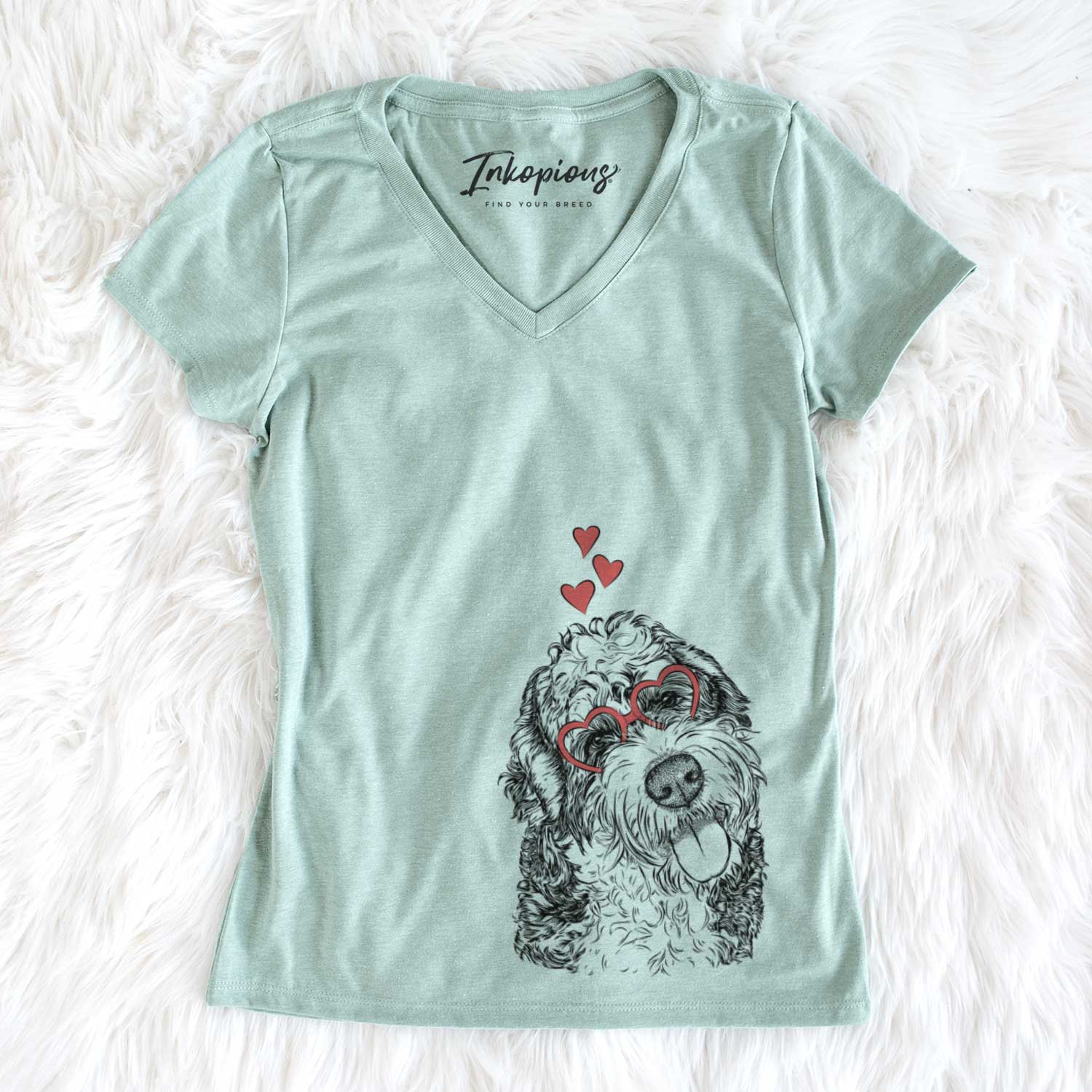 Valentine Kaci the Bernedoodle - Women's V-neck Shirt