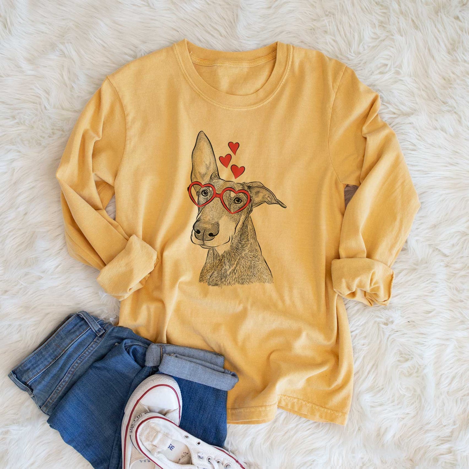 Valentine Kain the Doberman Pinscher - Heavyweight 100% Cotton Long Sleeve
