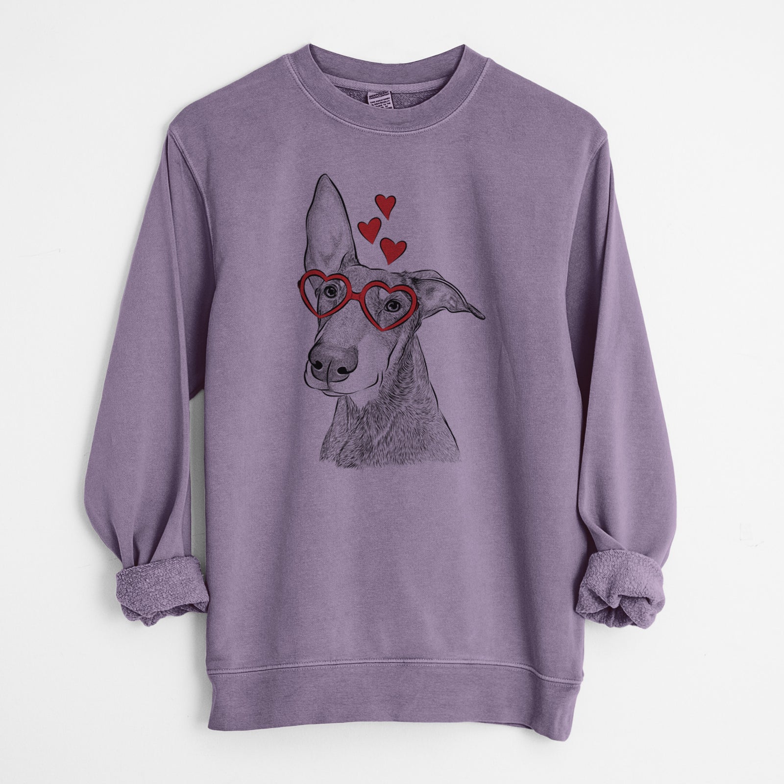 Valentine Kain the Doberman Pinscher - Unisex Pigment Dyed Crew Sweatshirt