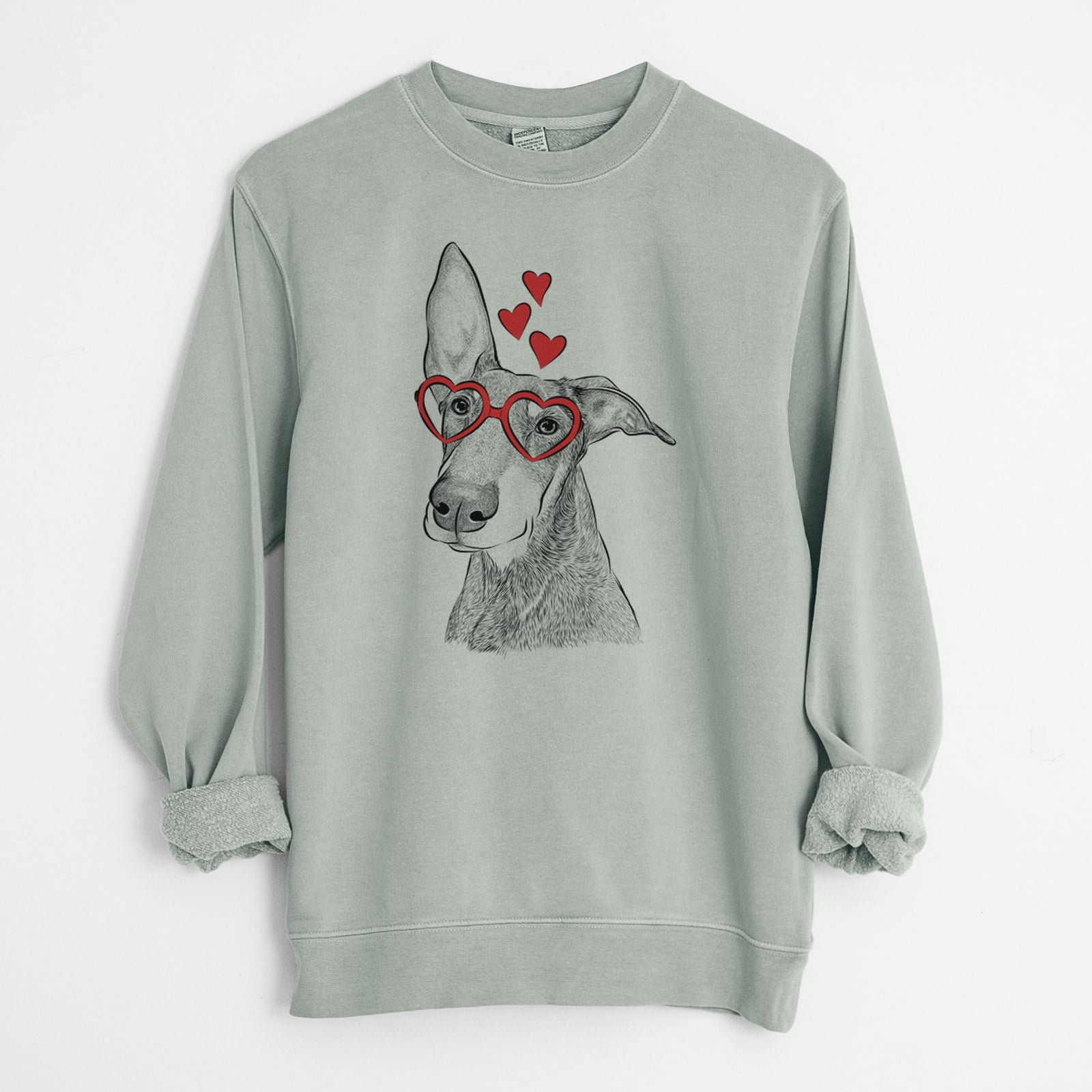 Valentine Kain the Doberman Pinscher - Unisex Pigment Dyed Crew Sweatshirt