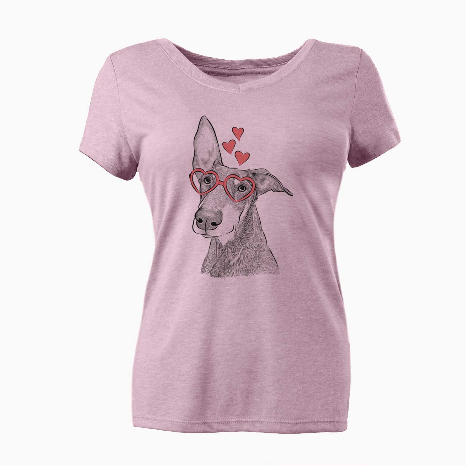 Valentine Kain the Doberman Pinscher - Women's V-neck Shirt