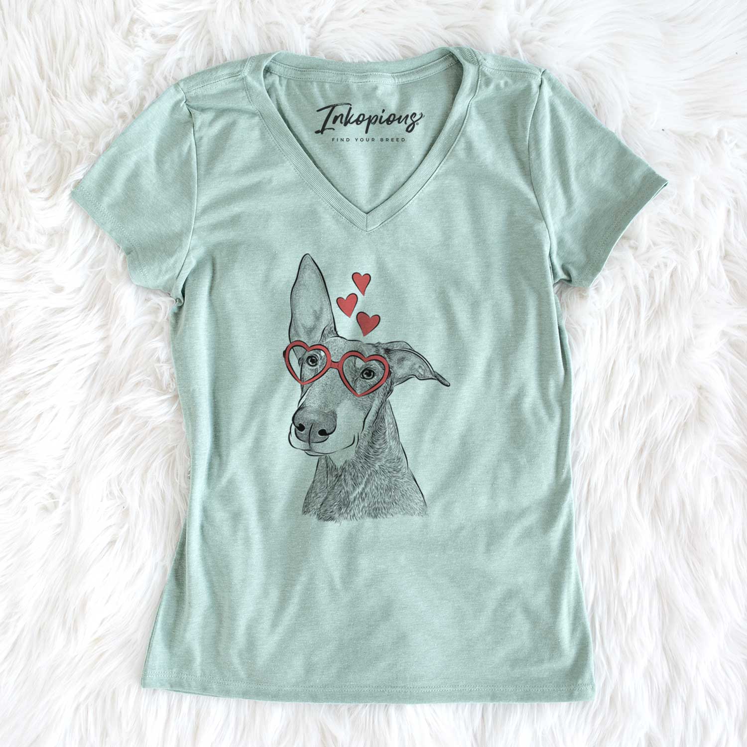 Valentine Kain the Doberman Pinscher - Women's V-neck Shirt