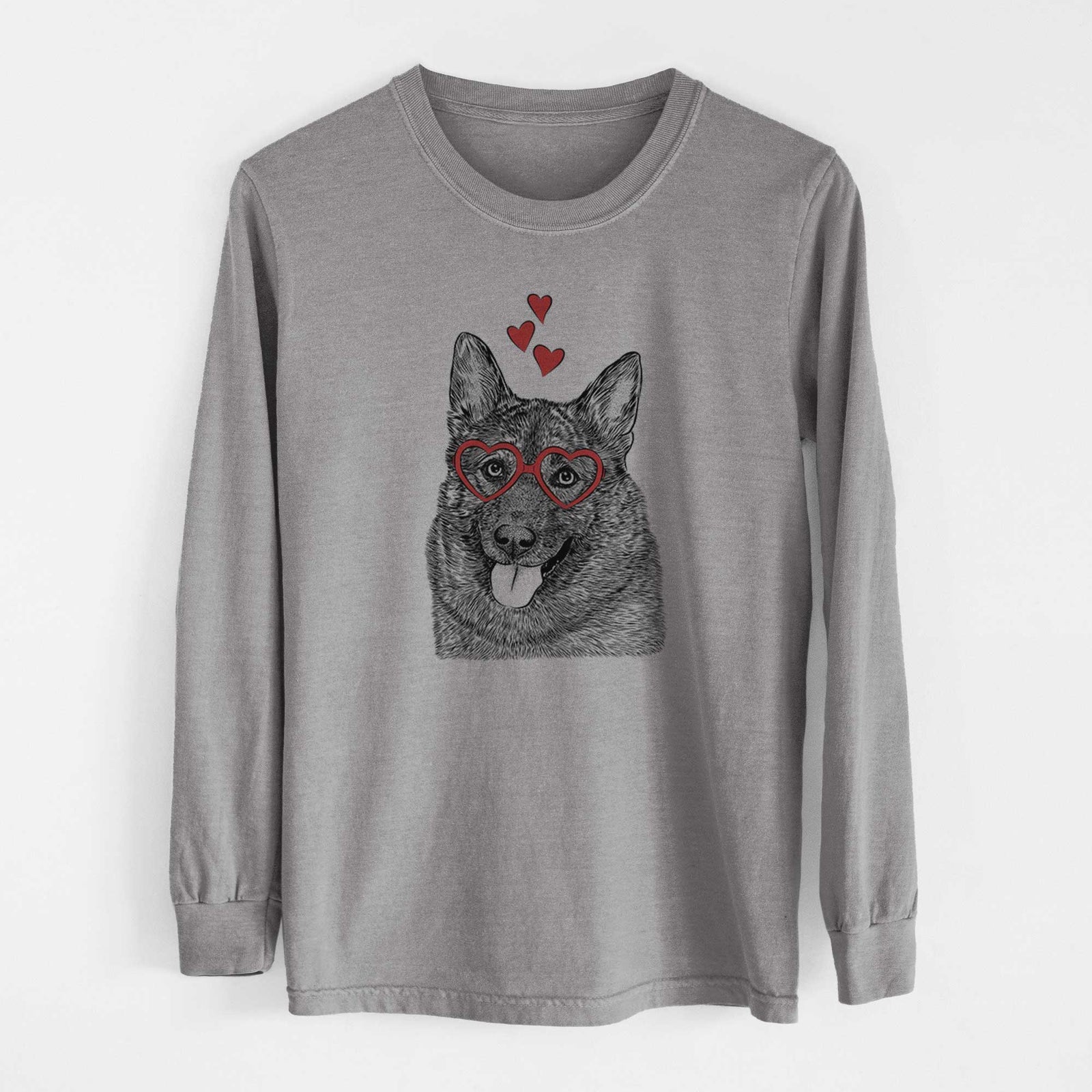 Valentine Kasia the Norwegian Elkhound - Heavyweight 100% Cotton Long Sleeve