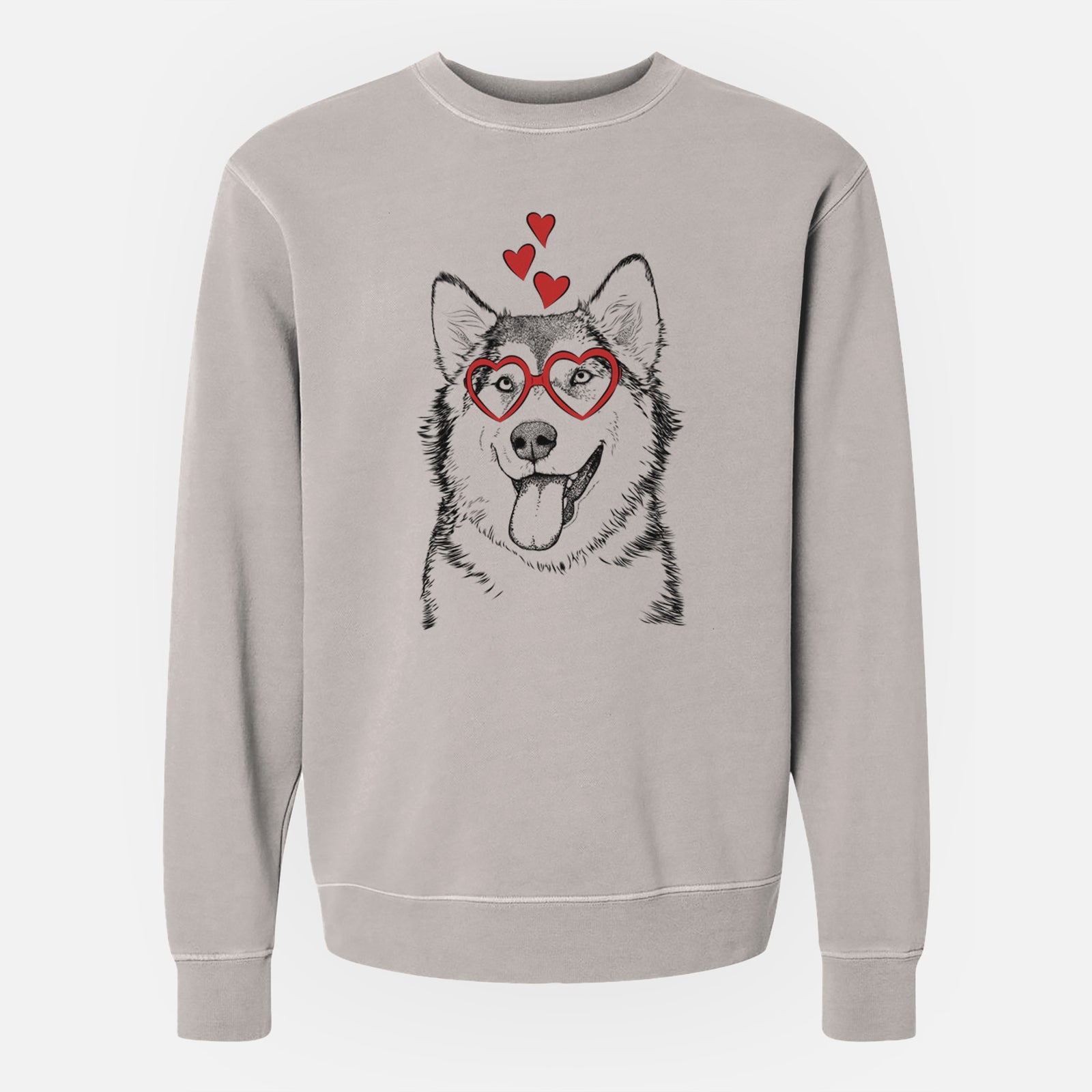 Valentine Kaskae the Alaskan Malamute - Unisex Pigment Dyed Crew Sweatshirt